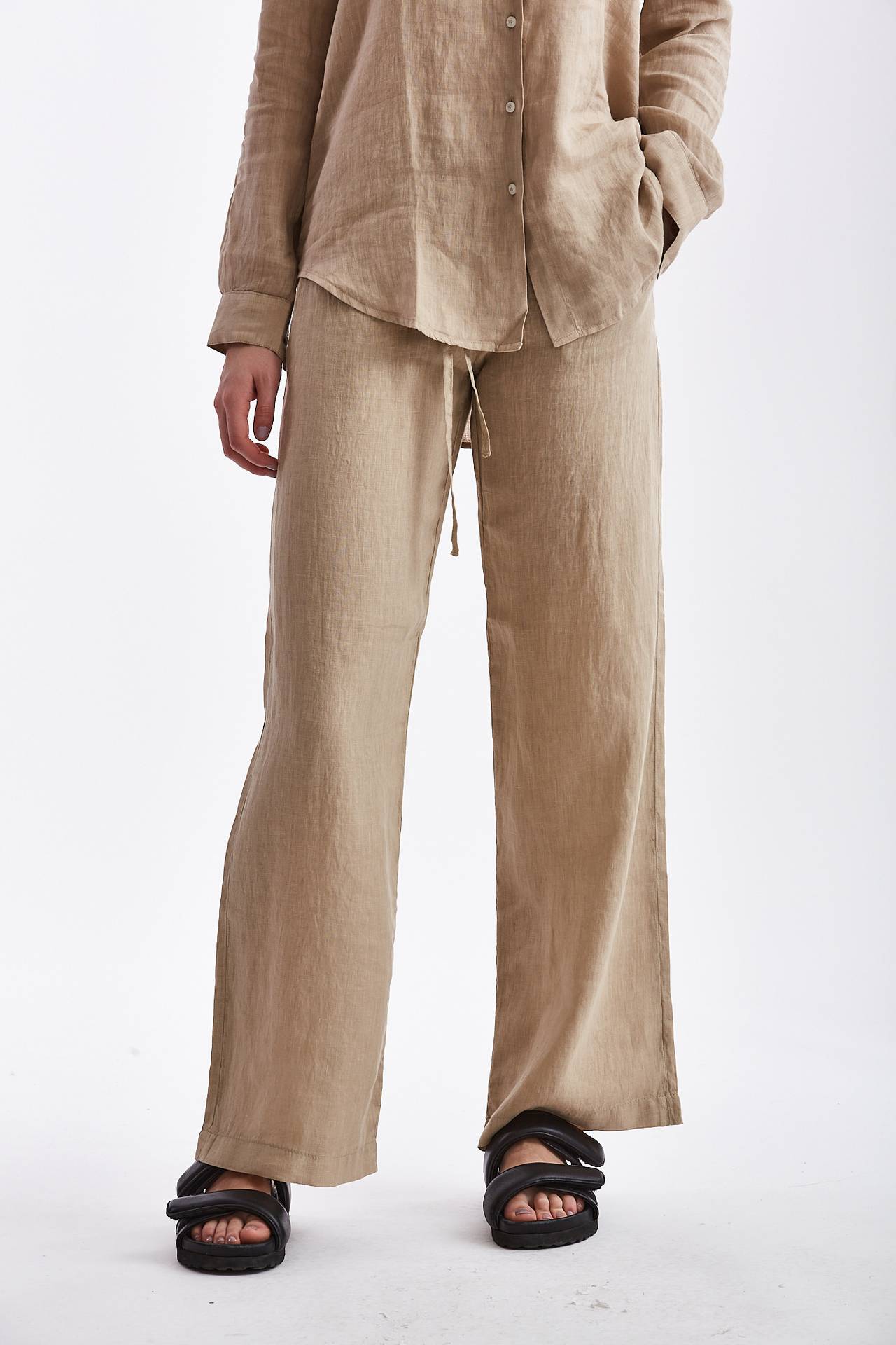 Pantalone in lino beige