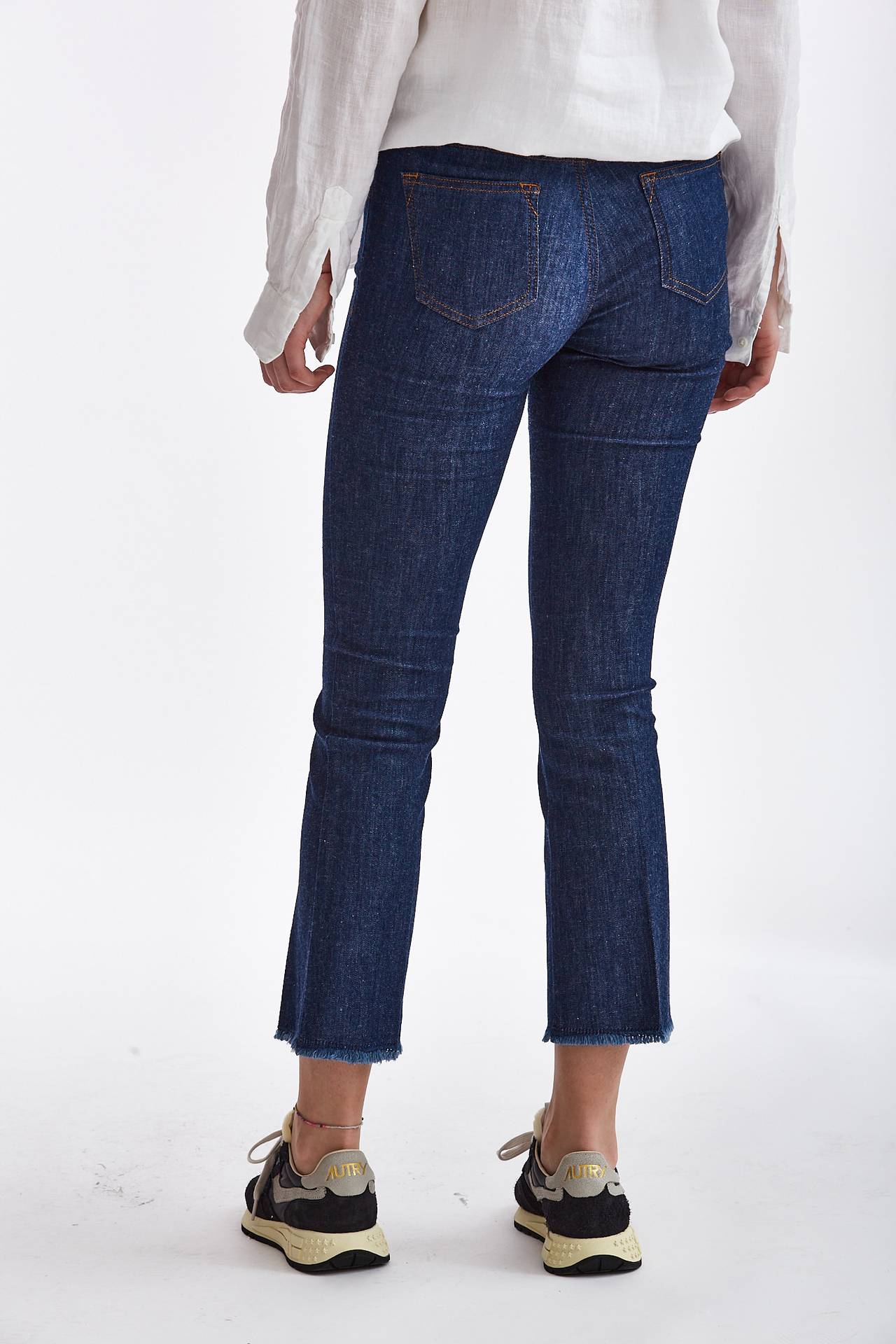 Jeans a trombetta in denim blu