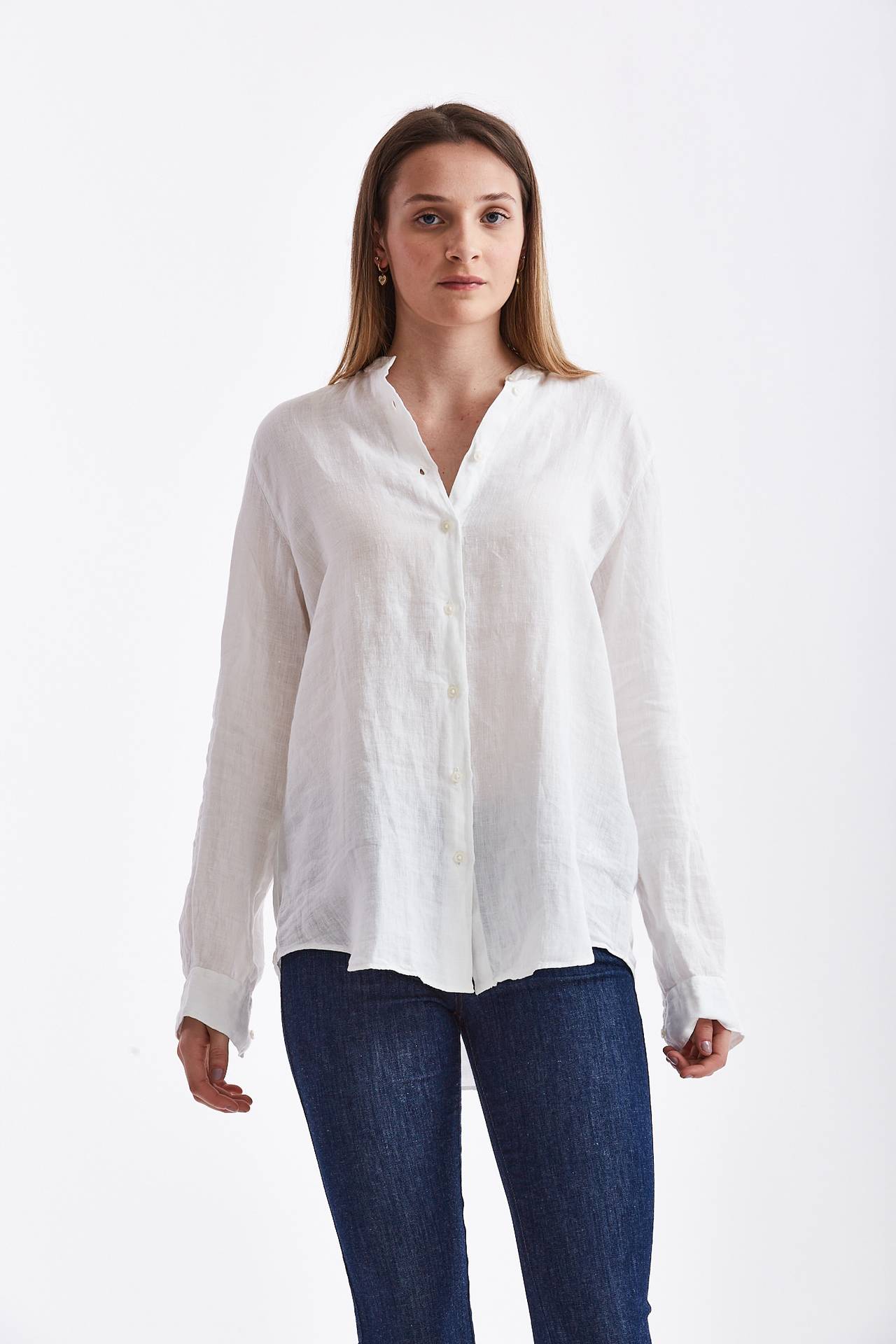 Camicia in lino bianco