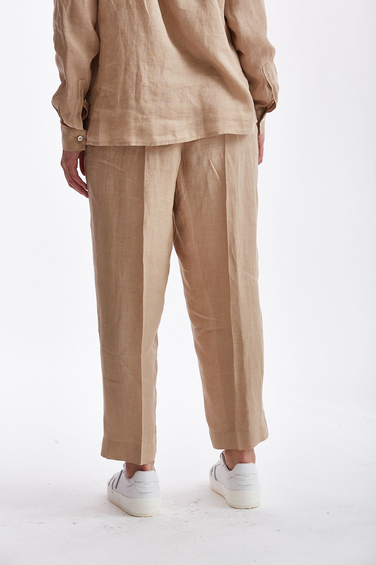 Pantalone in lino cammello