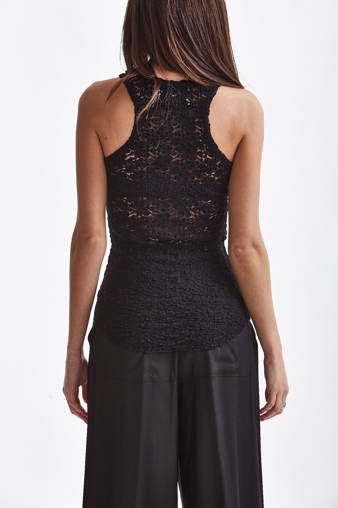 Top in pizzo nero