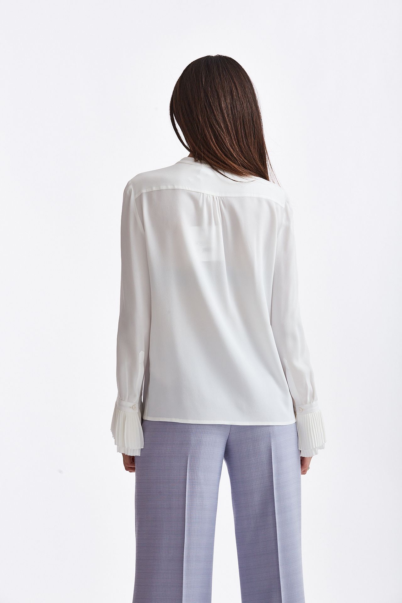 Camicia in seta plissè bianco