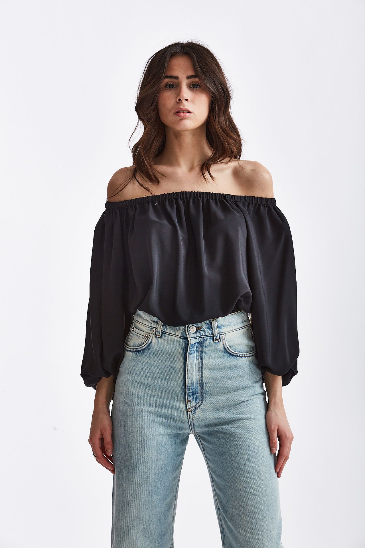 Camicia crop nero