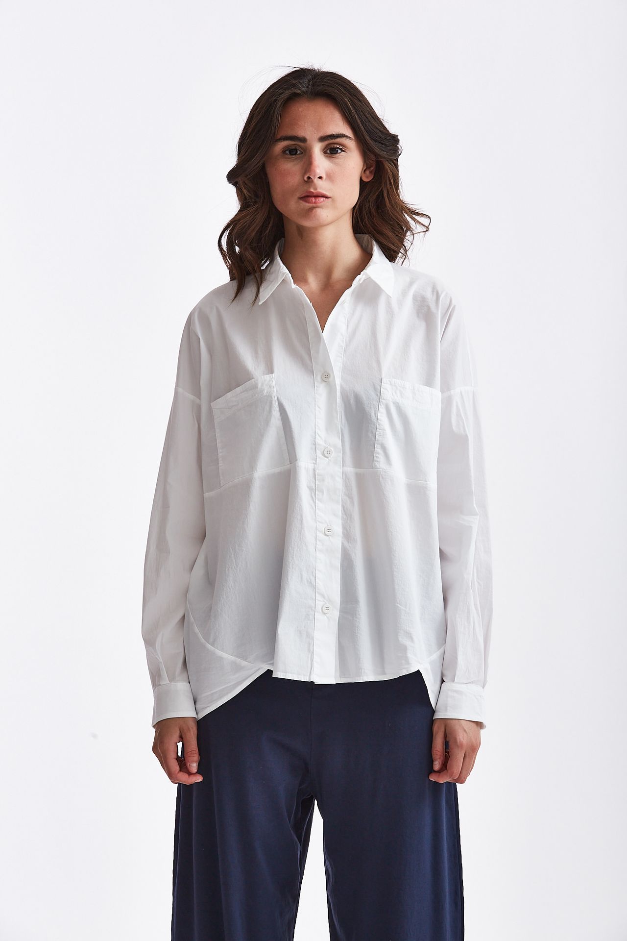 Camicia over misto cotone bianco