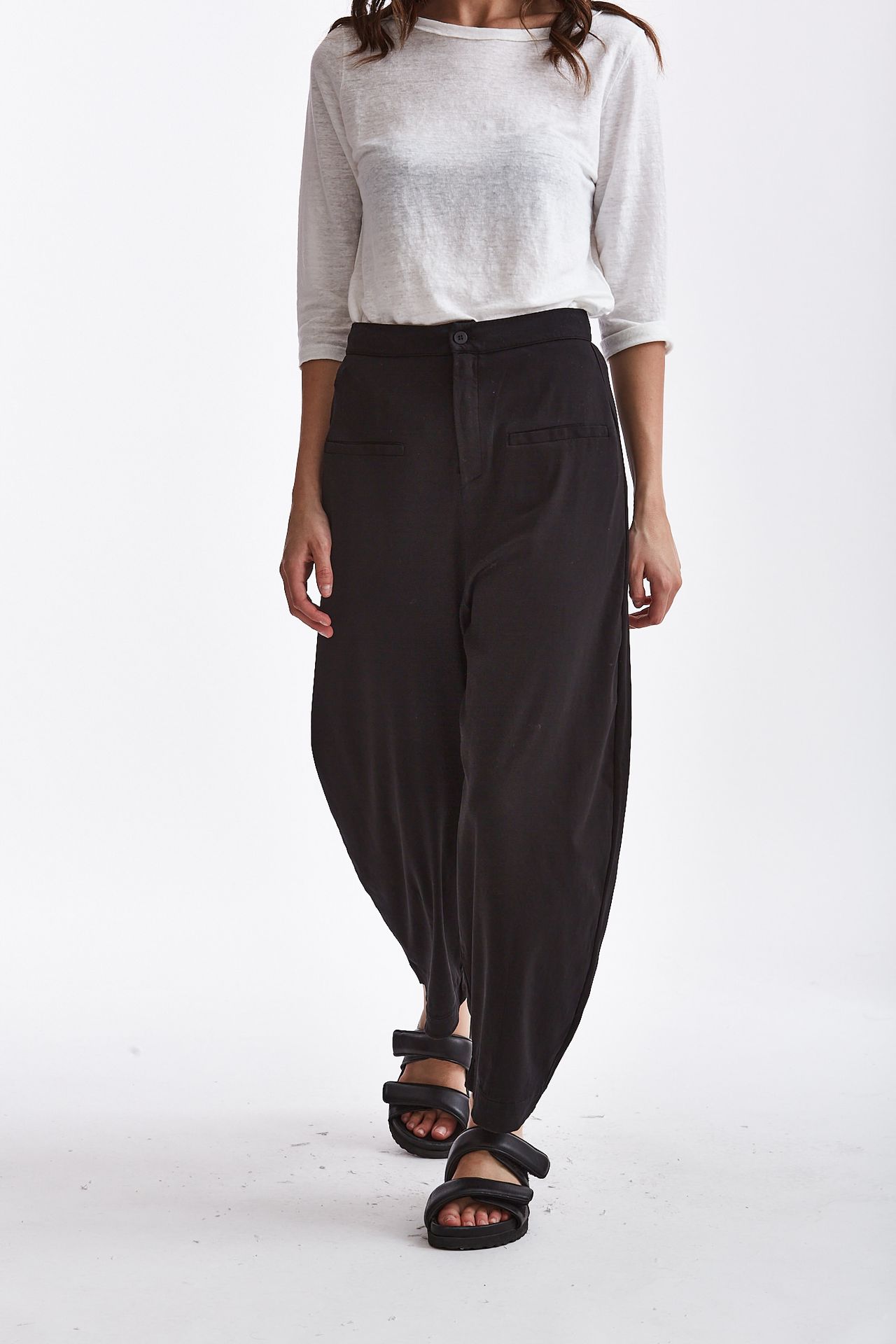 Pantalone loose in cotone nero