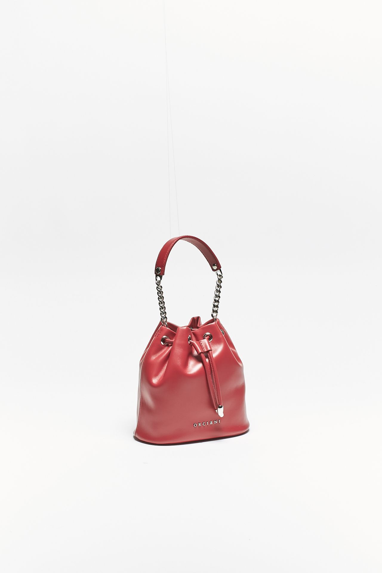 Secchiello mini a mano SD0186 in pelle rosso