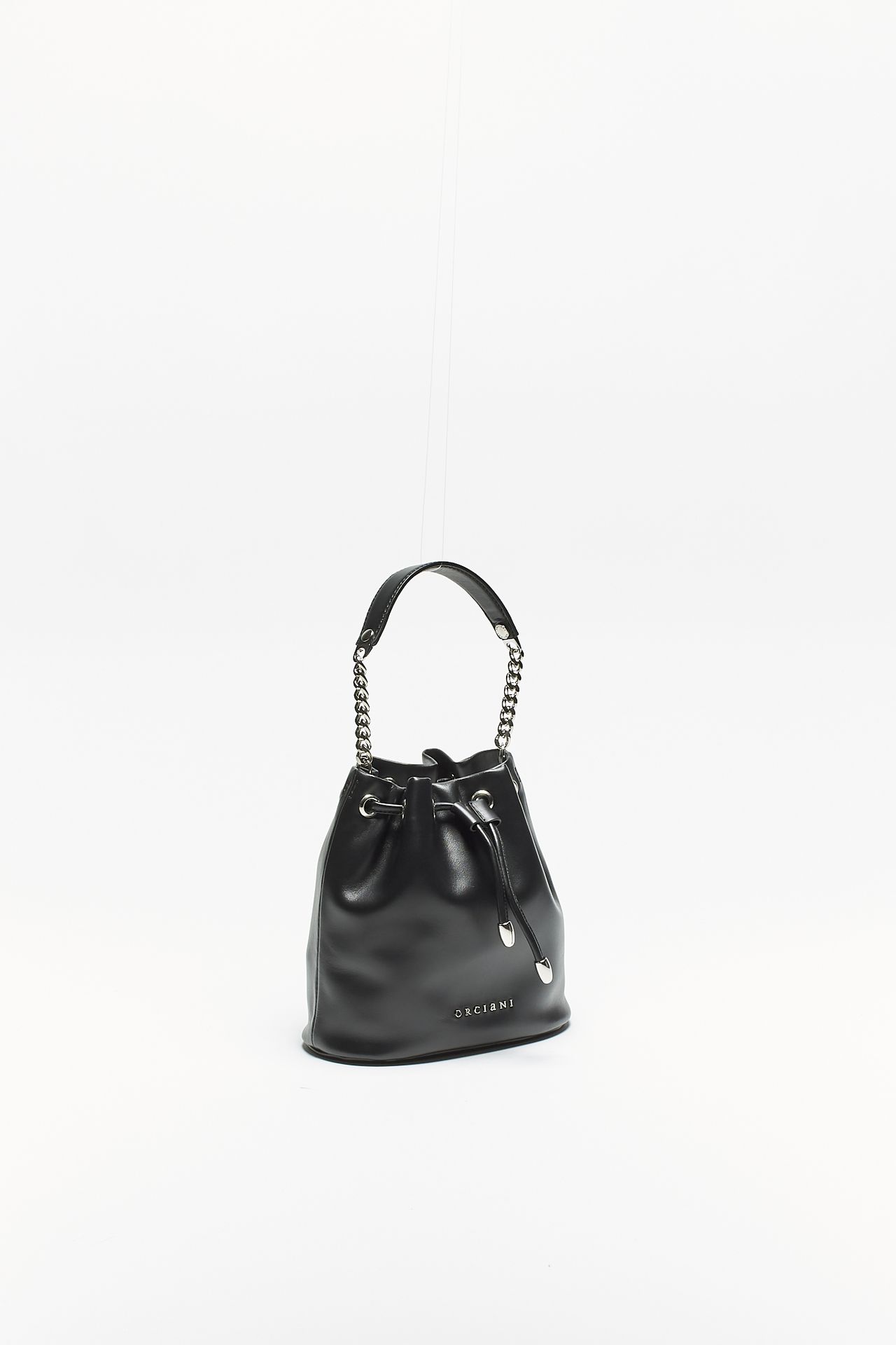 Secchiello mini a mano ORCIANI in pelle nero