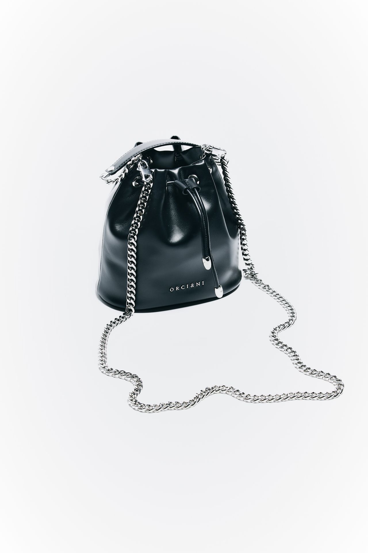 Secchiello mini a mano ORCIANI in pelle nero