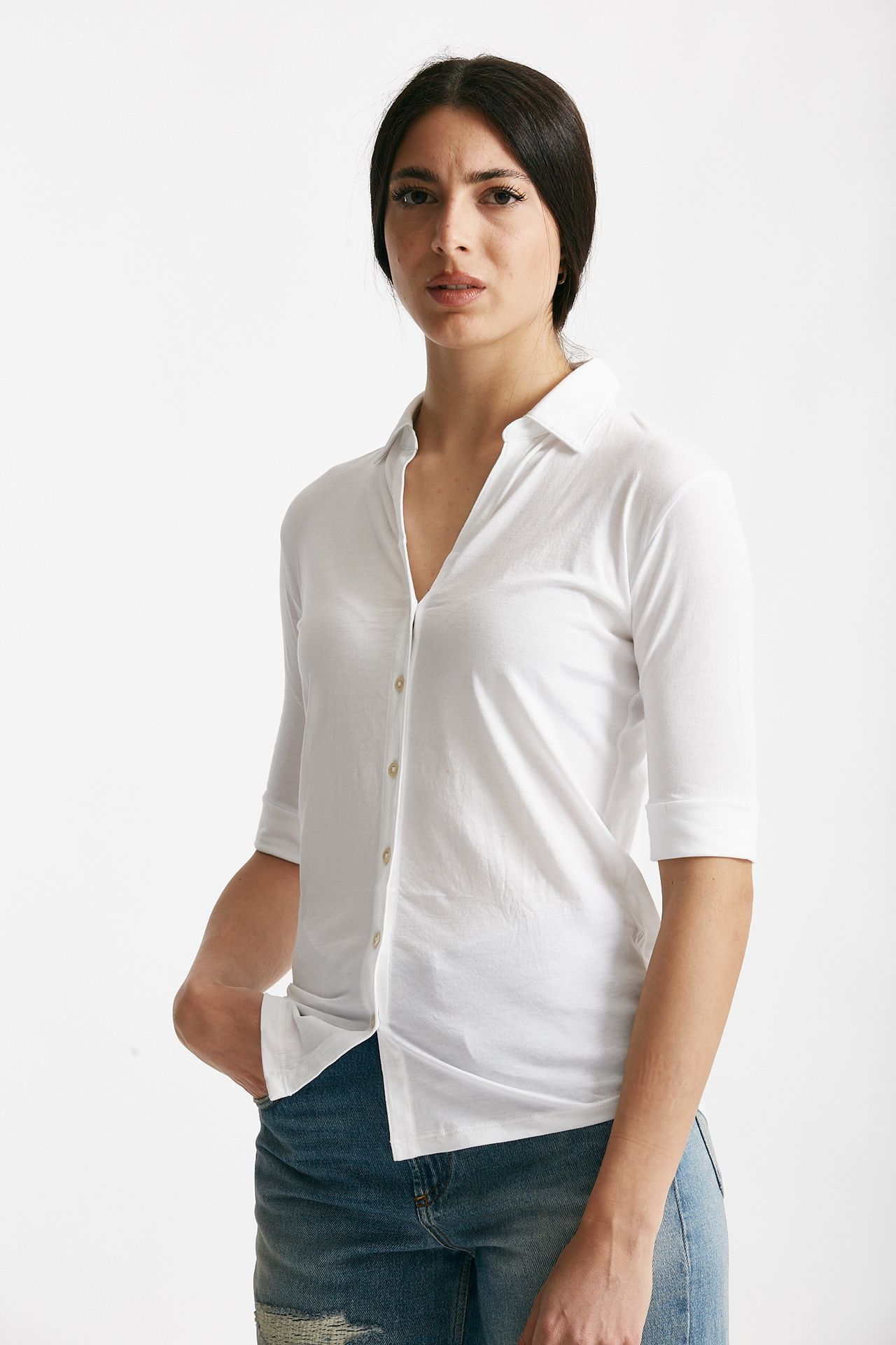 T-shirt a polo ANONYM bianco