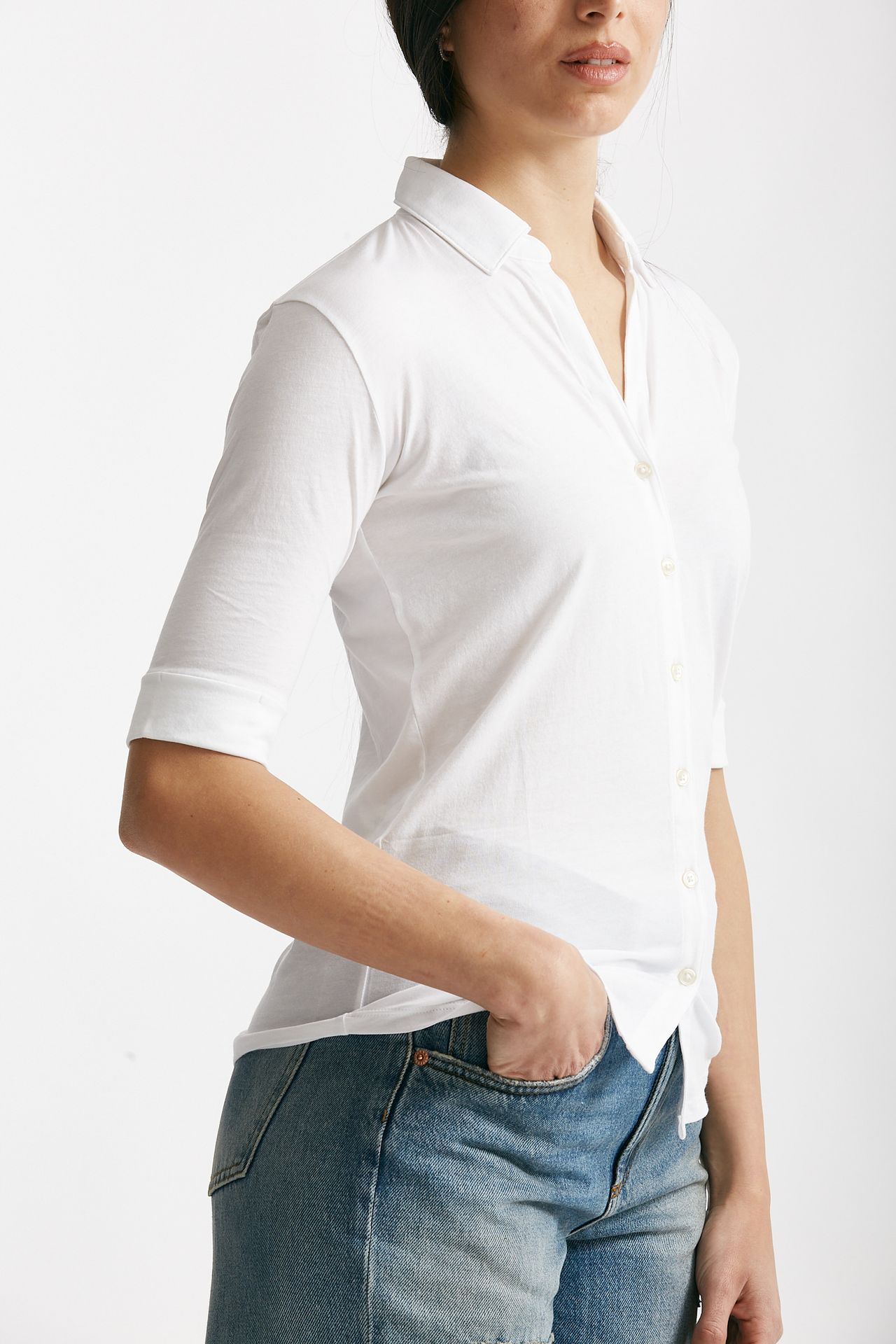 T-shirt a polo ANONYM bianco