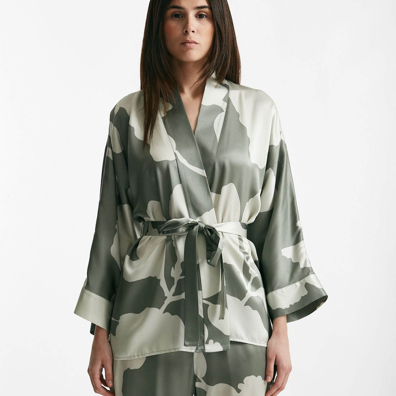 Kimono in raso di pura seta fantasia