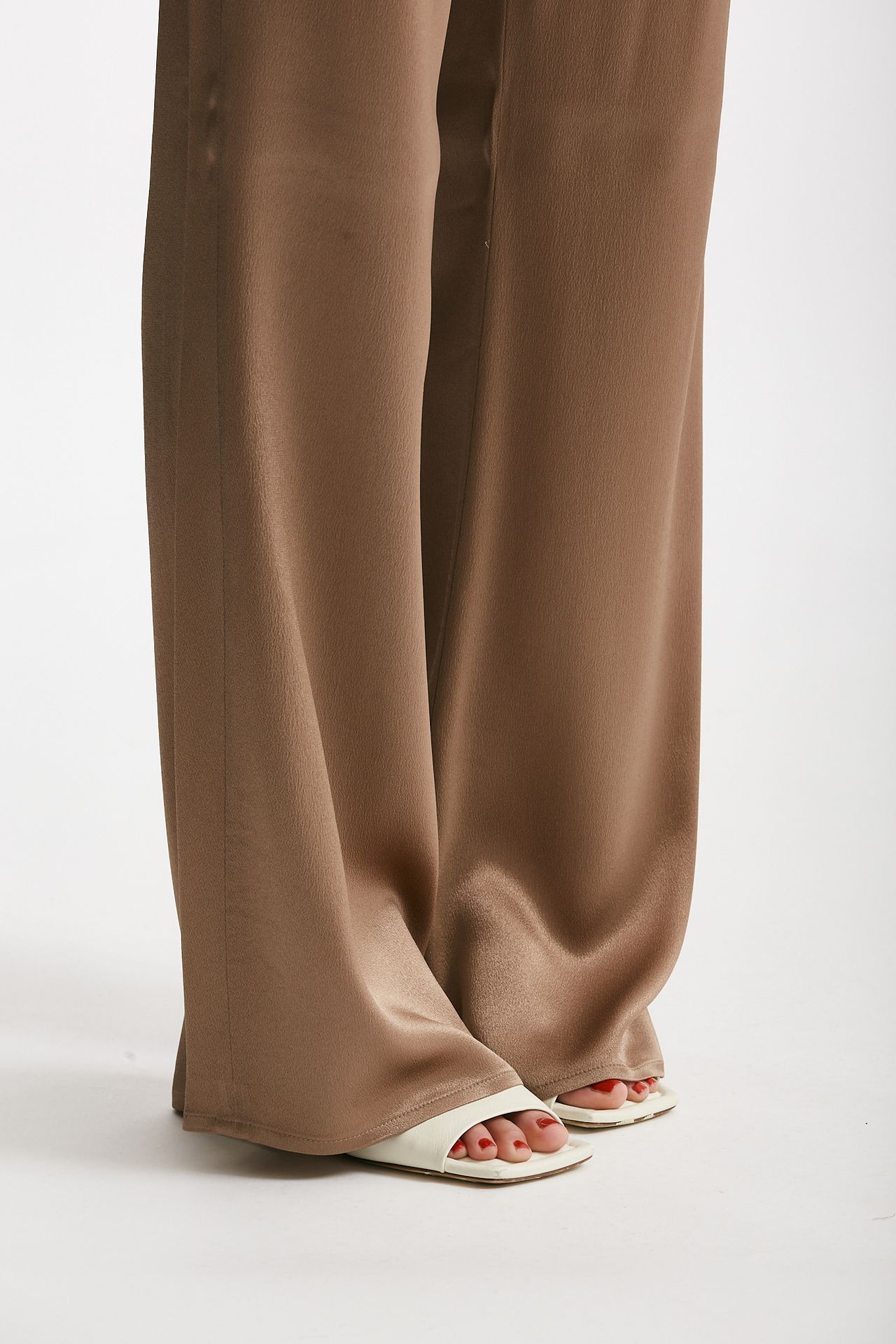 Pantalone fluido misto seta bronzo