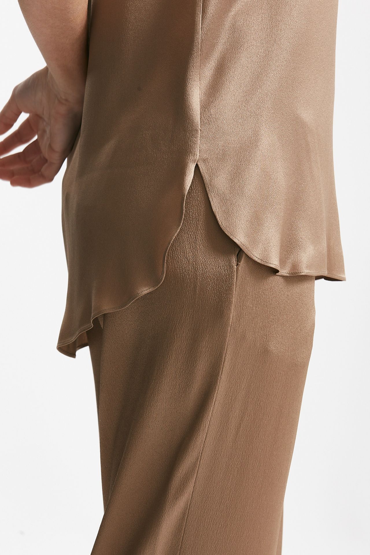 Top in misto seta bronzo