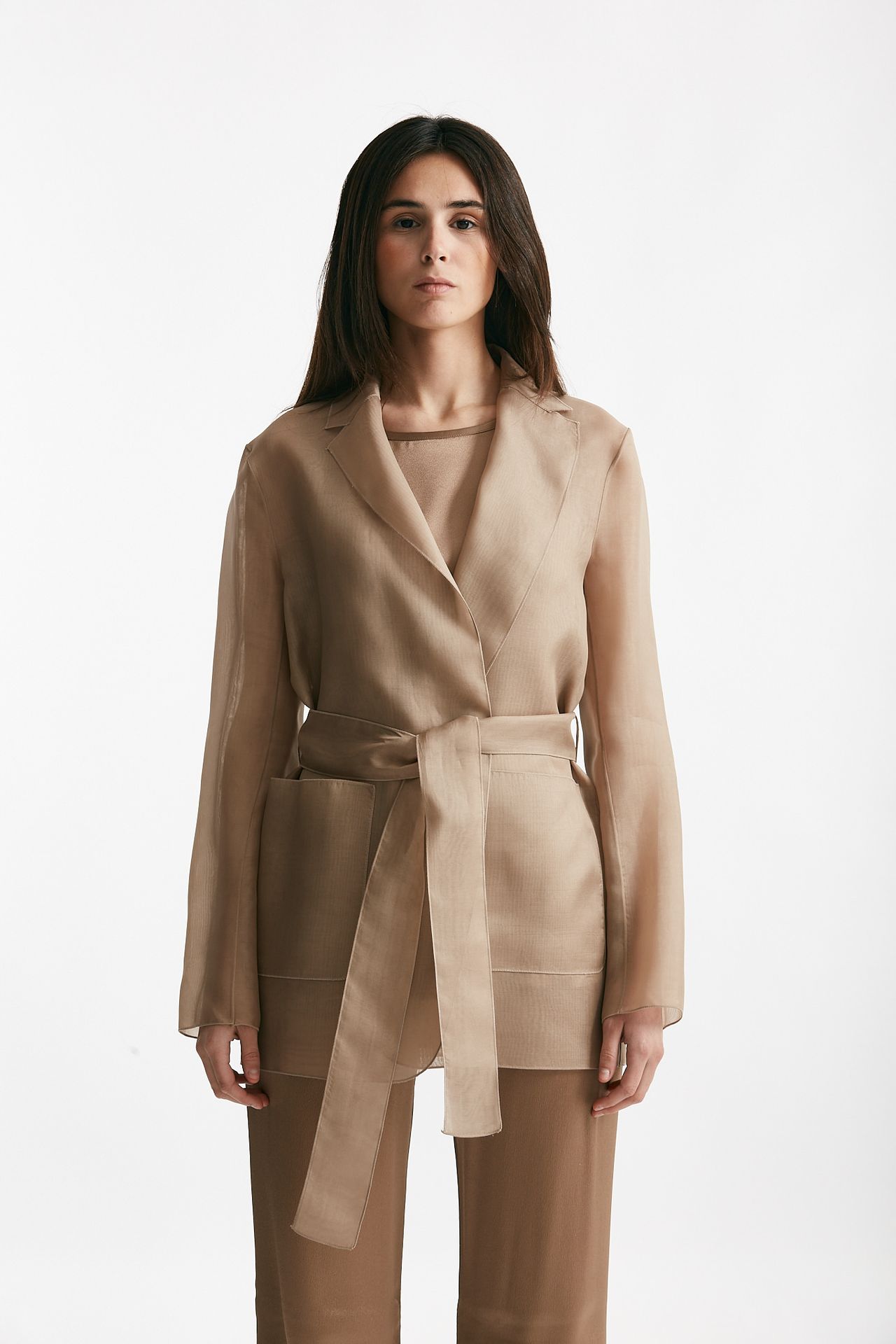 Giacca in voile di seta bronzo