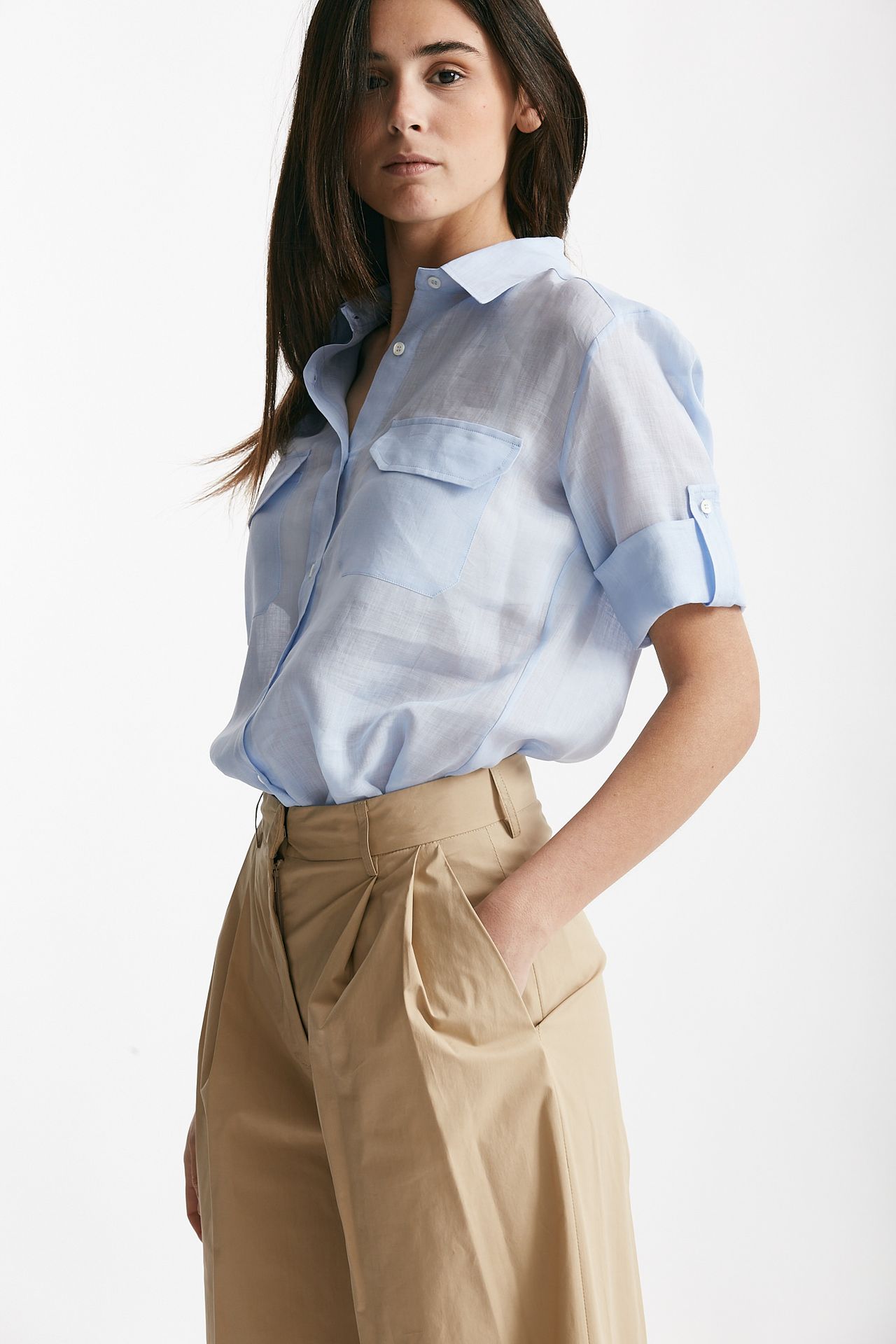 Camicia in ramie azzurro
