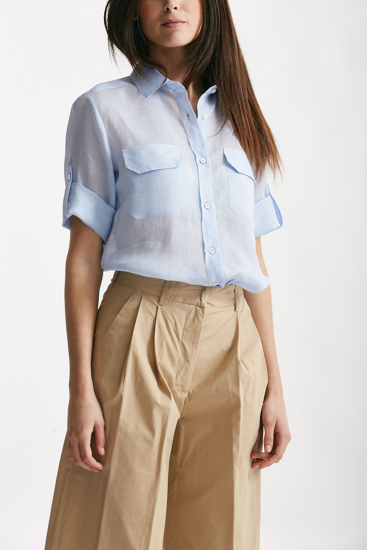 Camicia in ramie azzurro