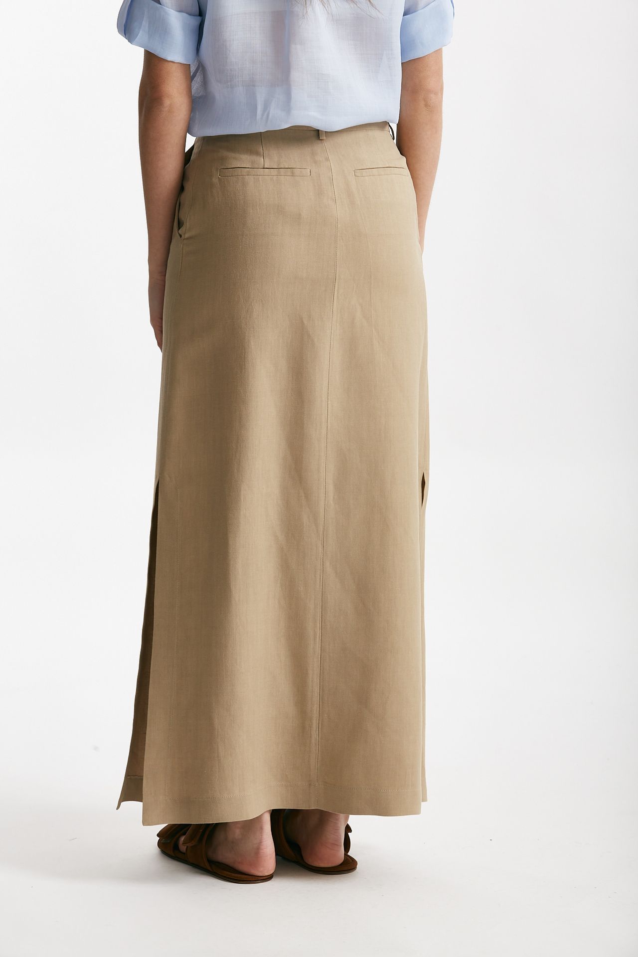Gonna lunga beige vita alta