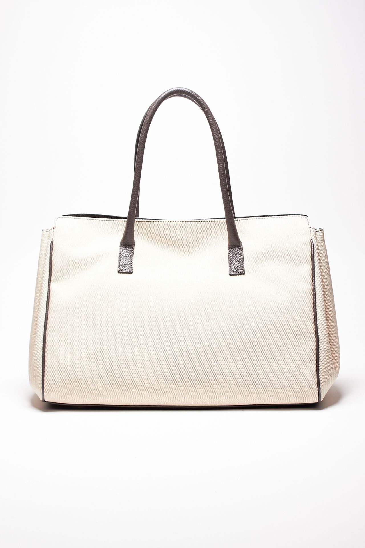 Borsa in pelle e canvas SOLEDAD testa di moro