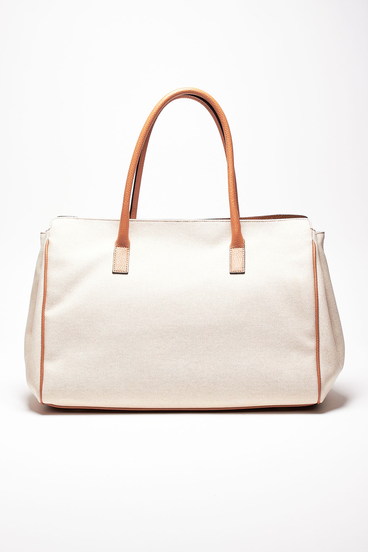 Borsa in pelle e canvas SOLEDAD cuoio