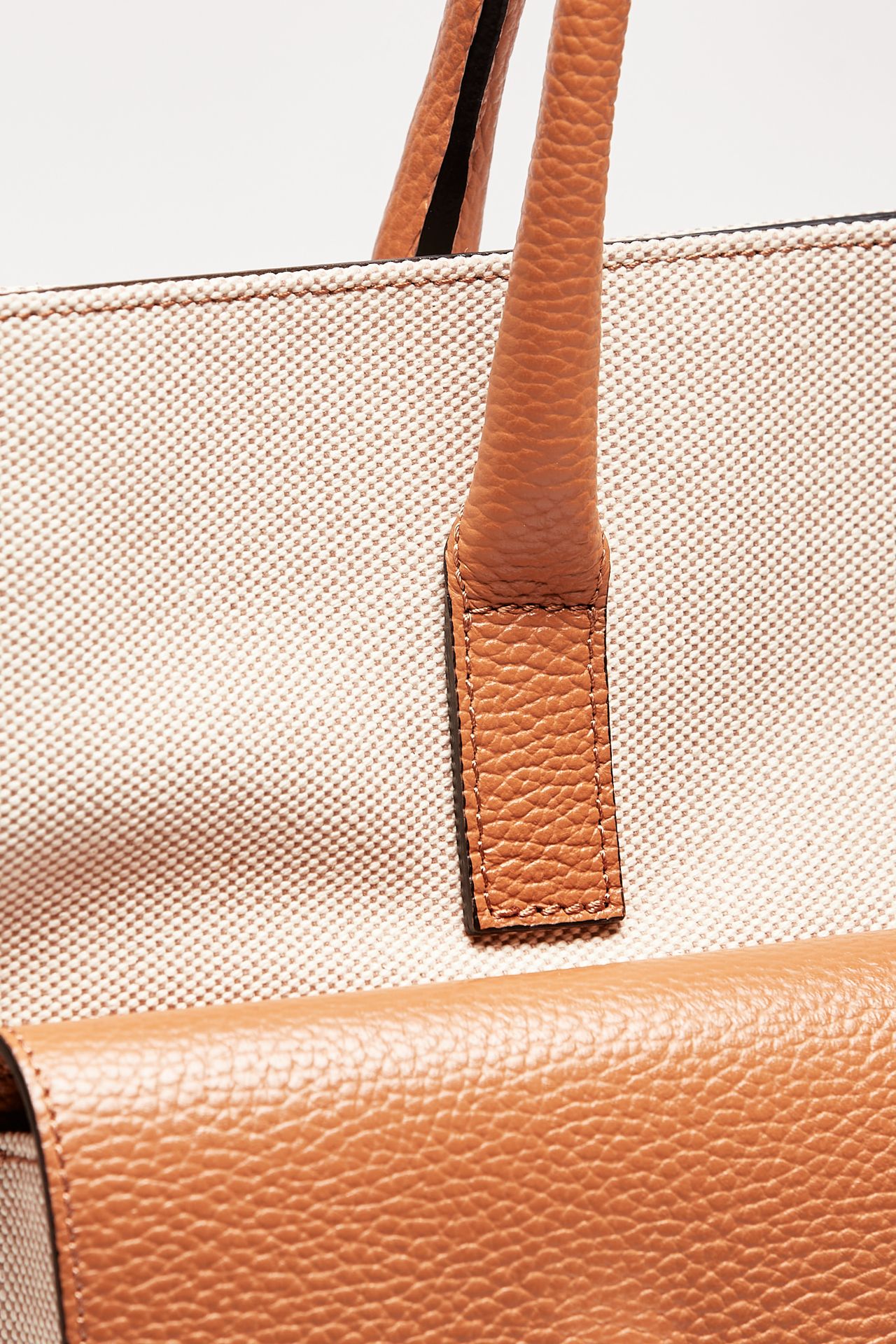 Borsa in pelle e canvas SOLEDAD cuoio