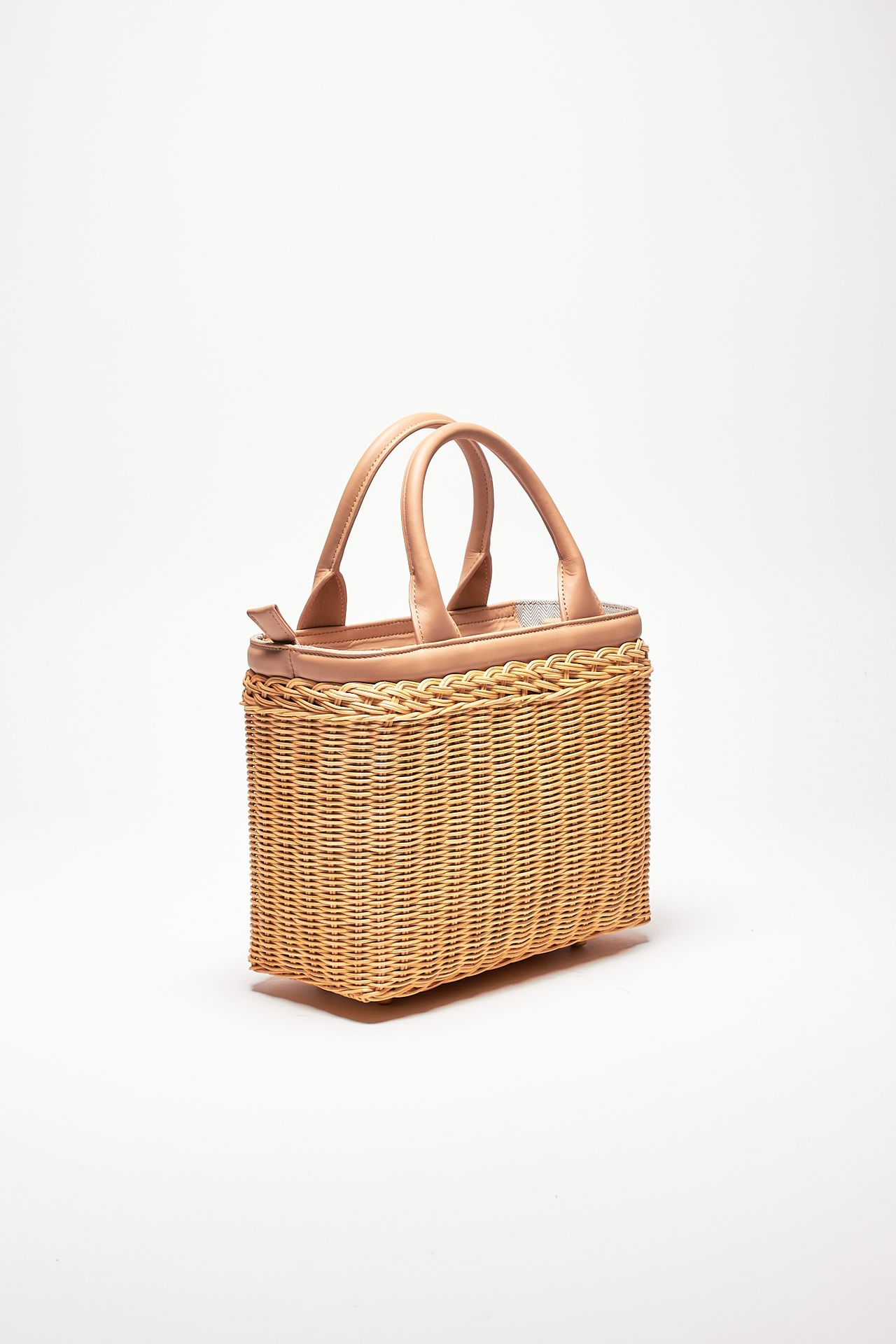 Borsa rigida LILLITH in midollino e pelle 