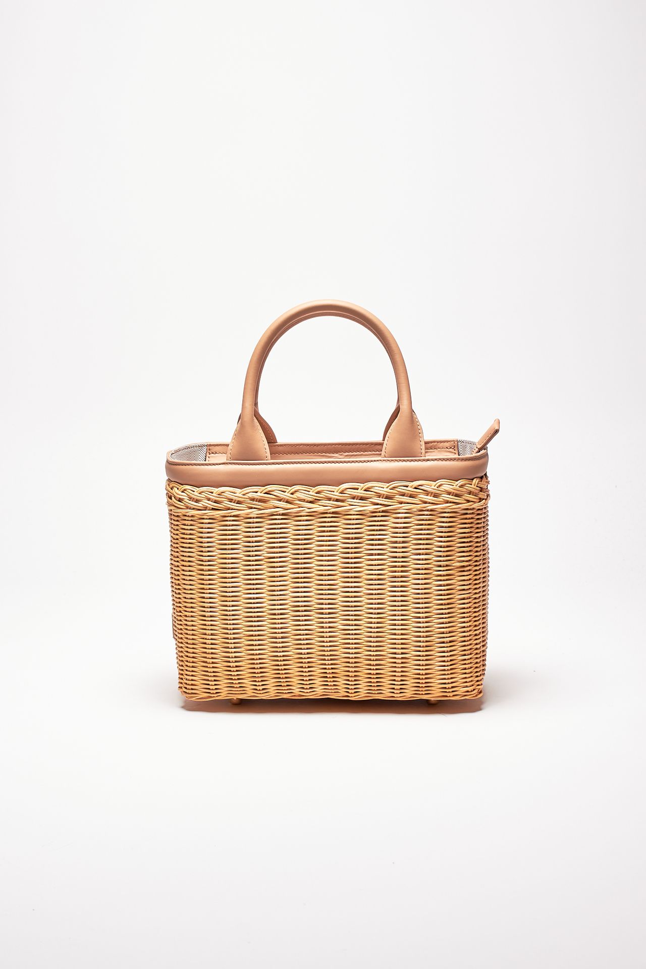 Borsa rigida LILLITH in midollino e pelle 