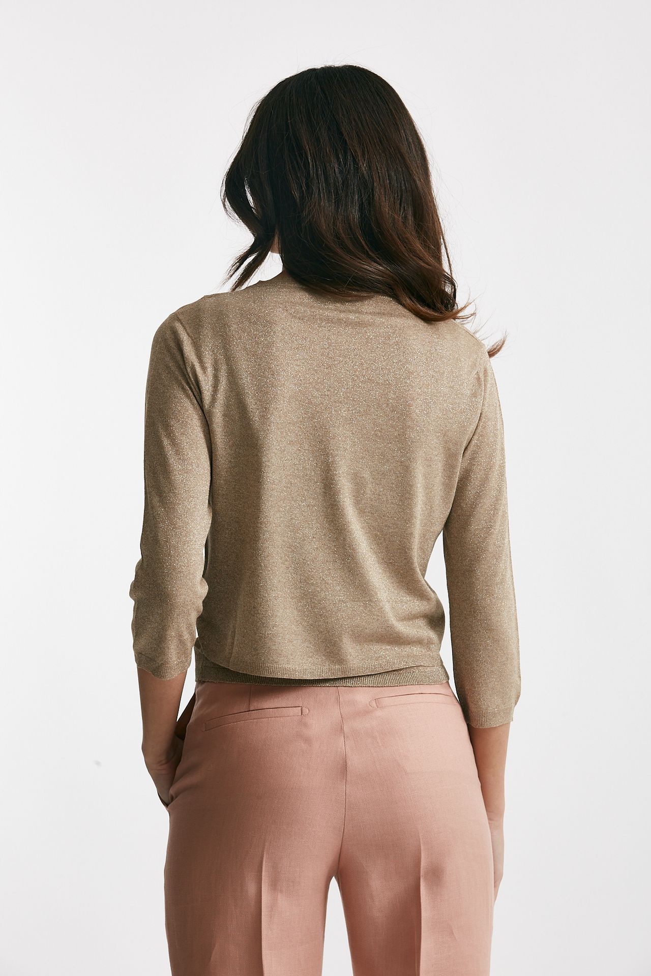 Cardigan in lurex oro