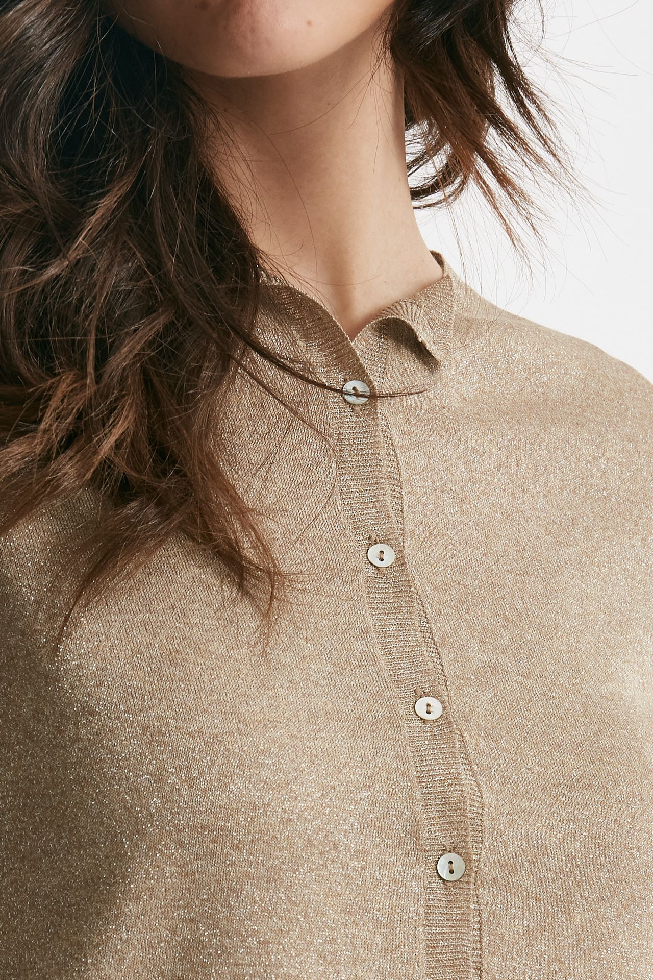 Cardigan in lurex oro