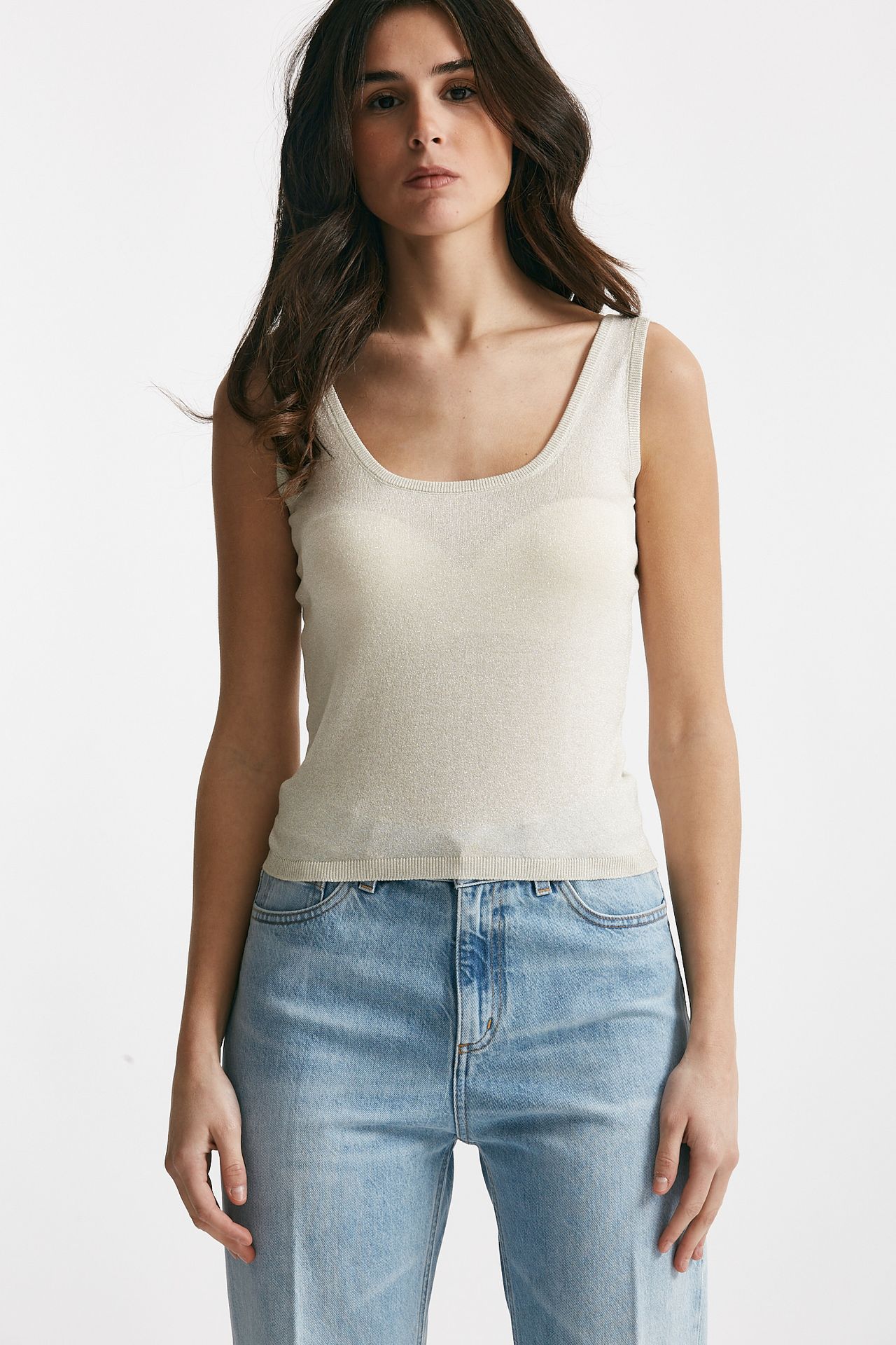 Top in lurex argento