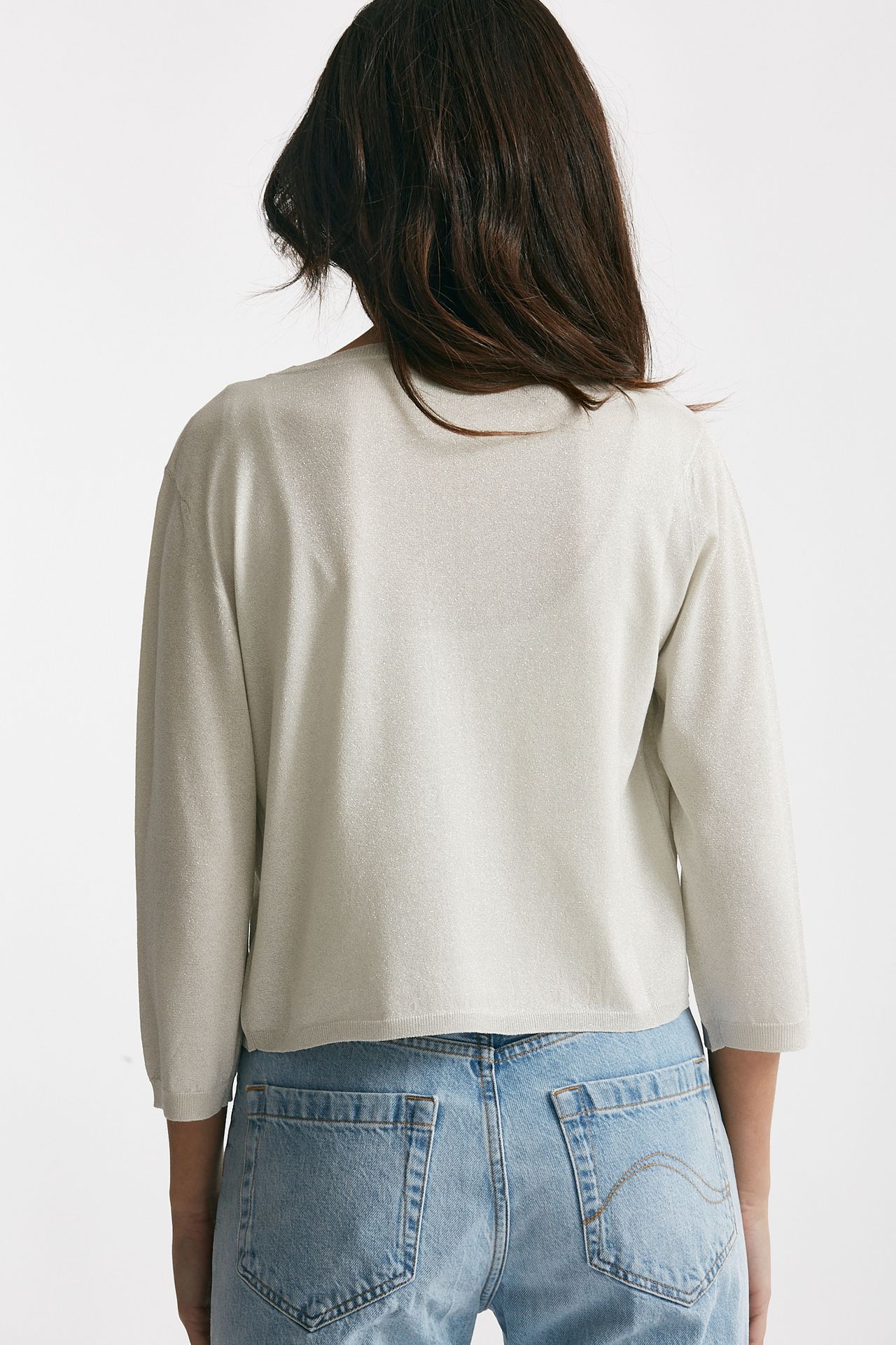 Cardigan in lurex argento