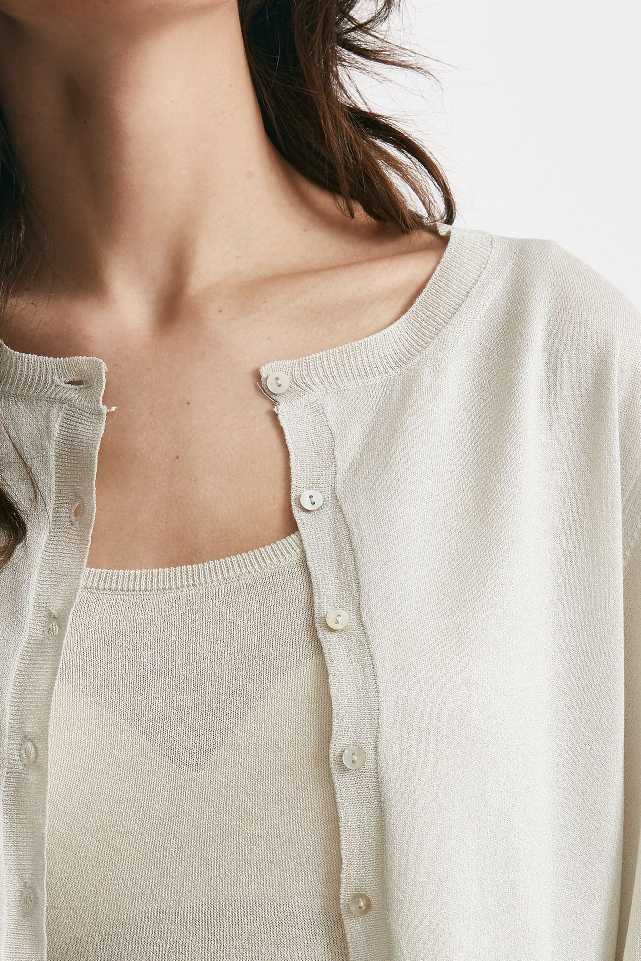 Cardigan in lurex argento