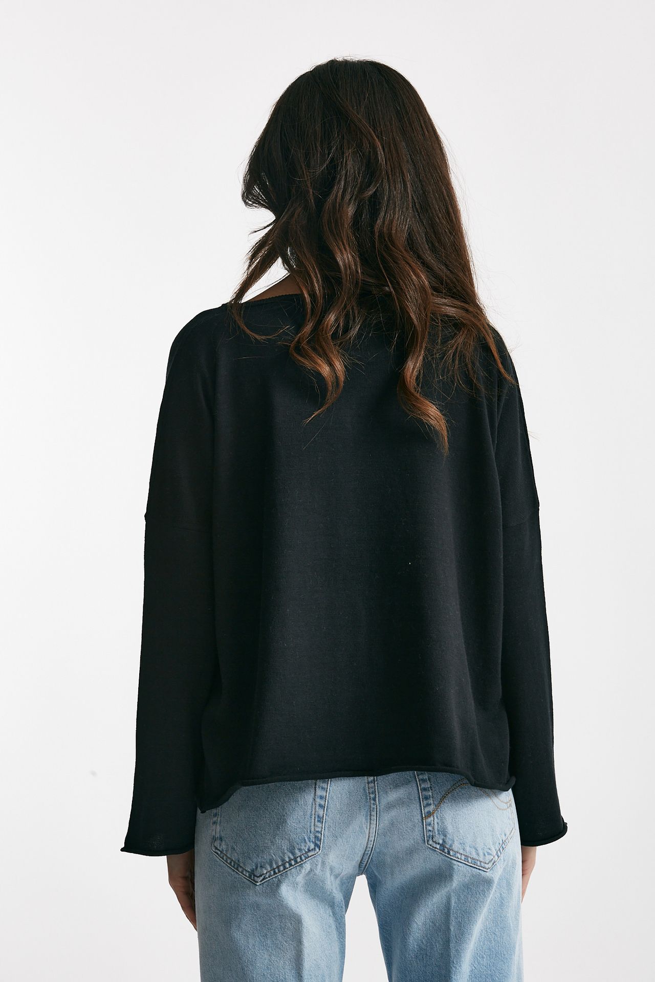 Maglia ampia in cotone e cachemire nero
