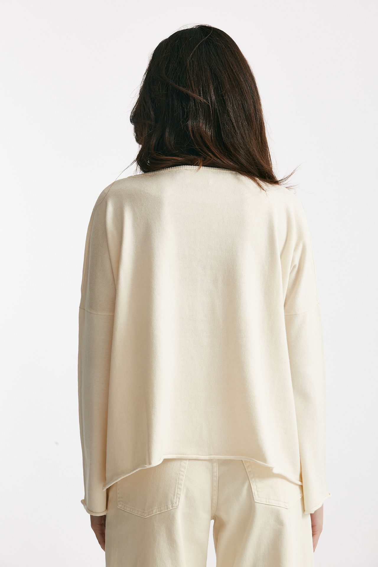 Maglia ampia in cotone e cachemire panna