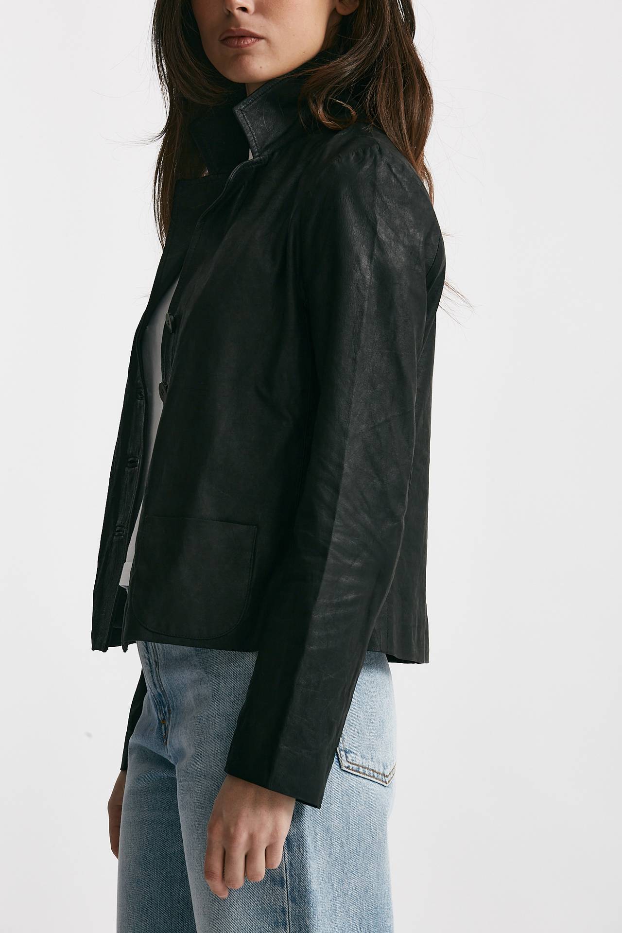 Giacca slim in pelle nero