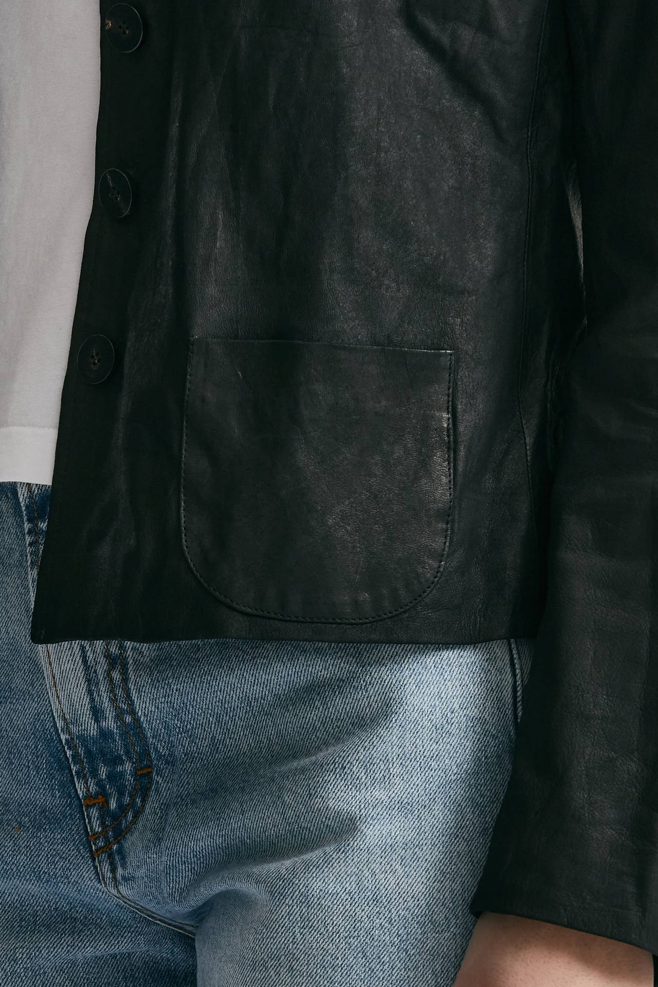 Giacca slim in pelle nero
