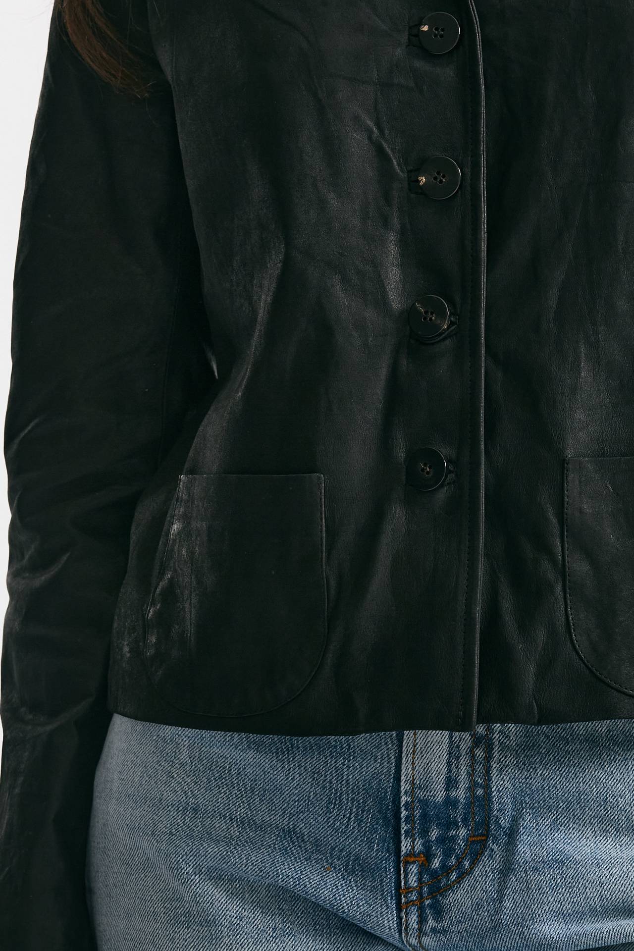 Giacca slim in pelle nero