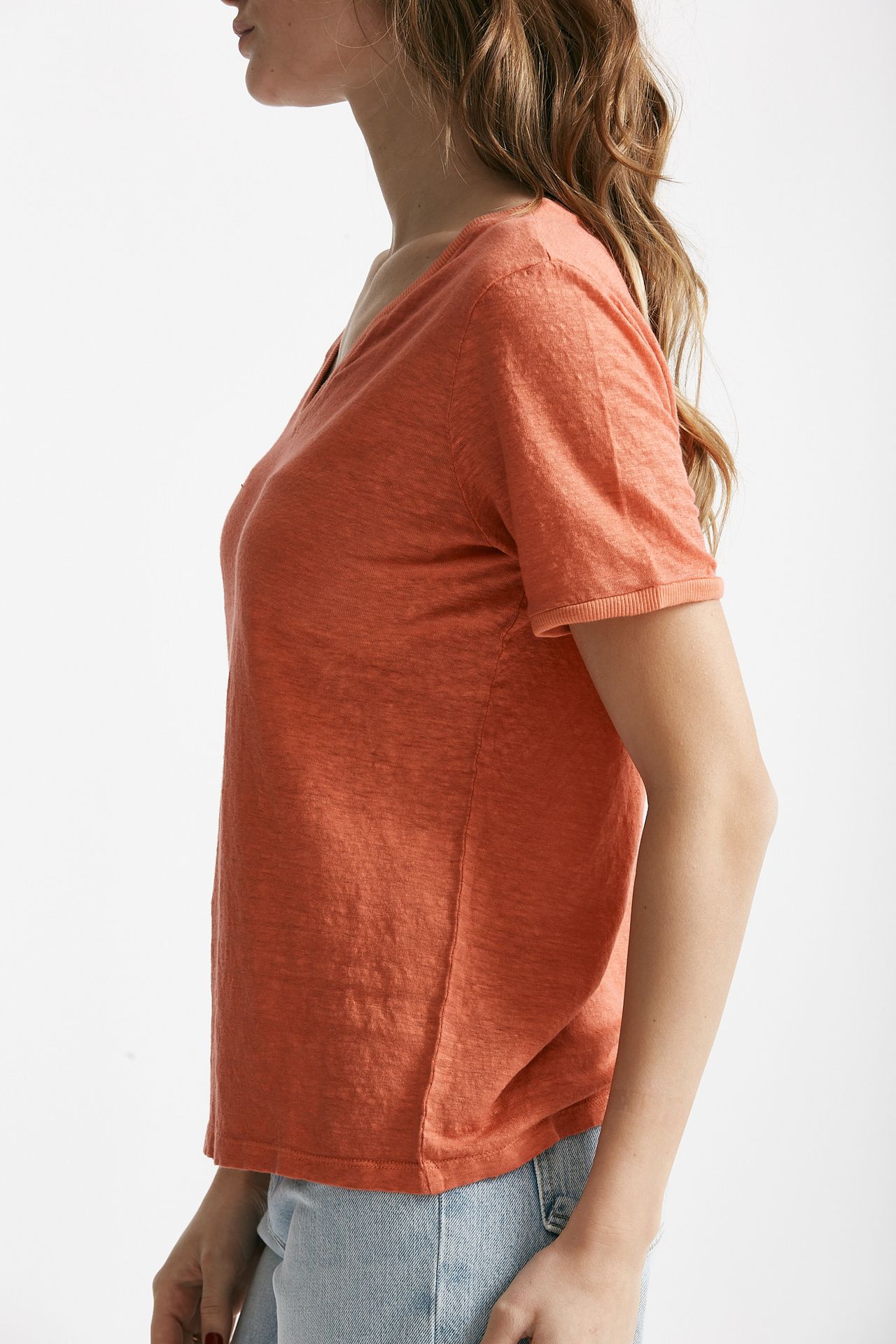 T-shirt in lino arancio 