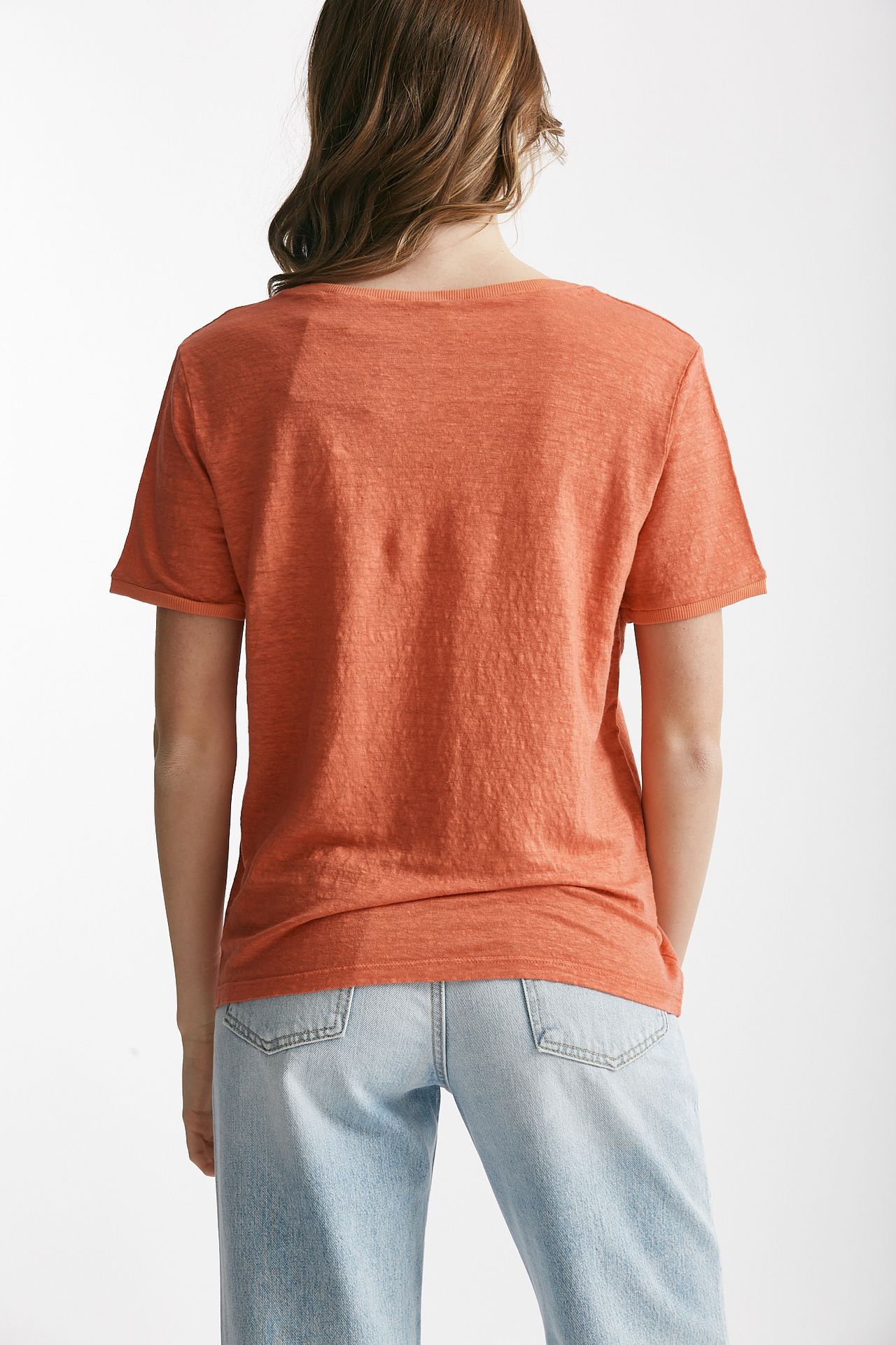 T-shirt in lino arancio 
