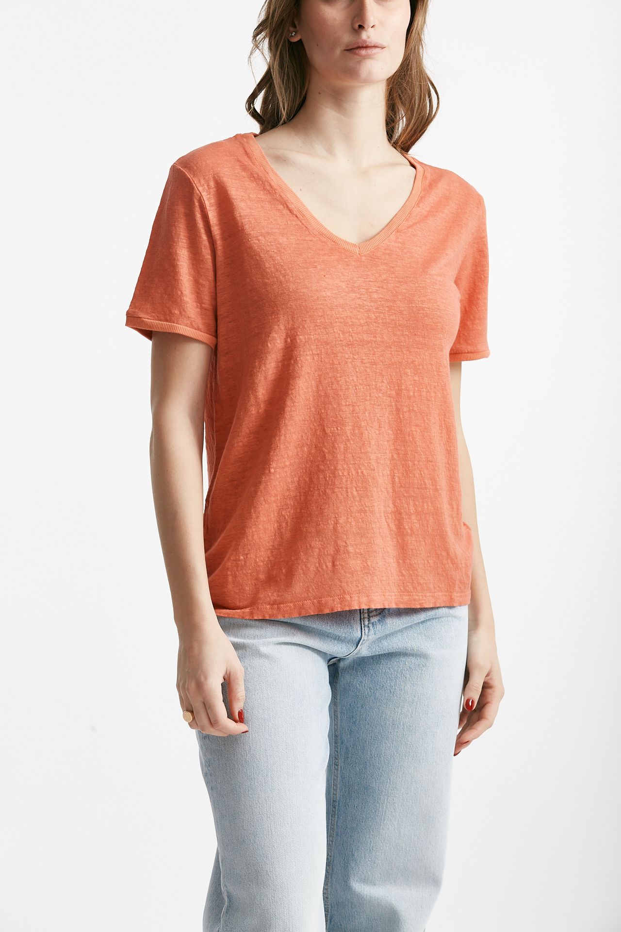 T-shirt in lino arancio 