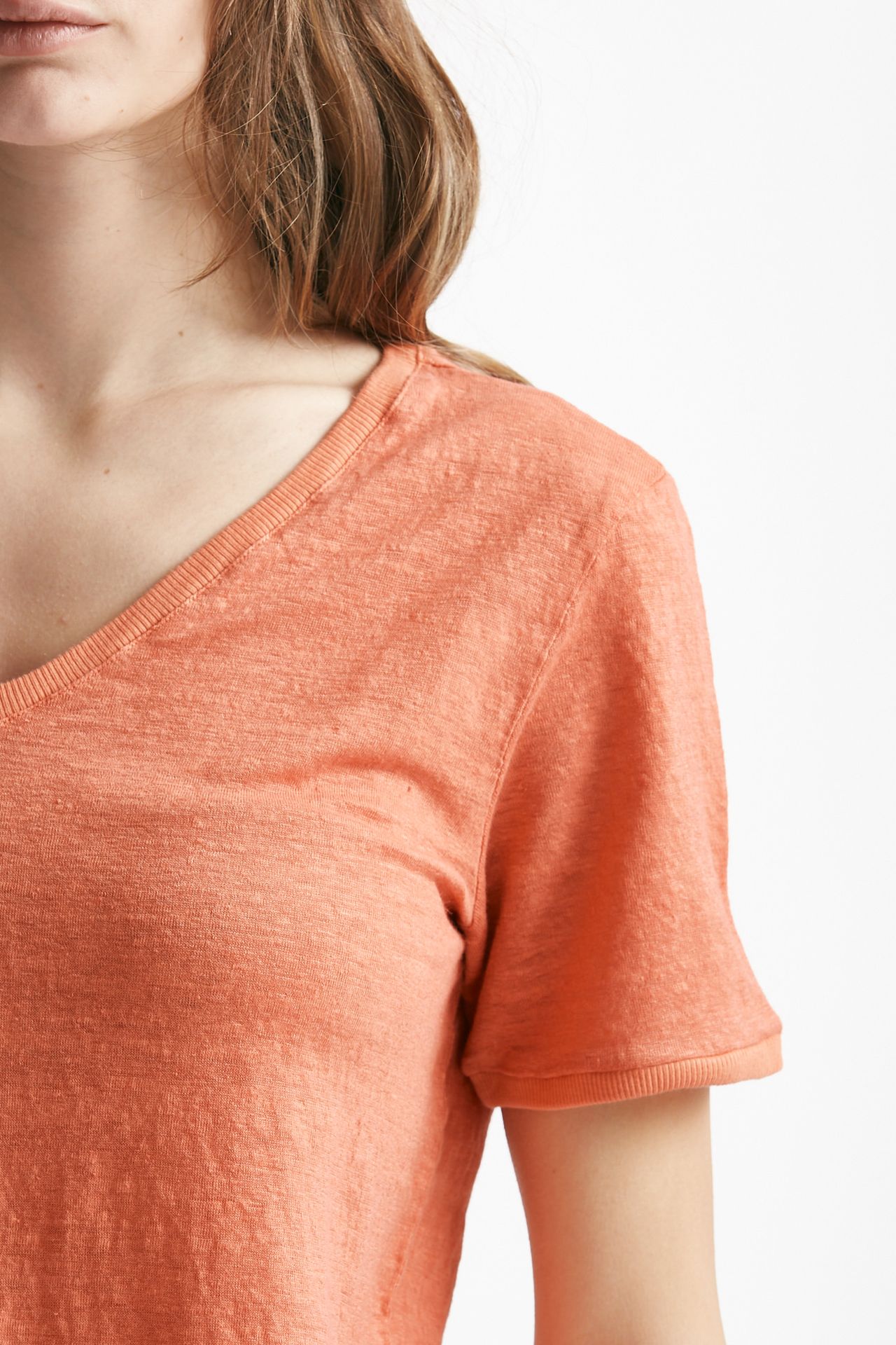 T-shirt in lino arancio 