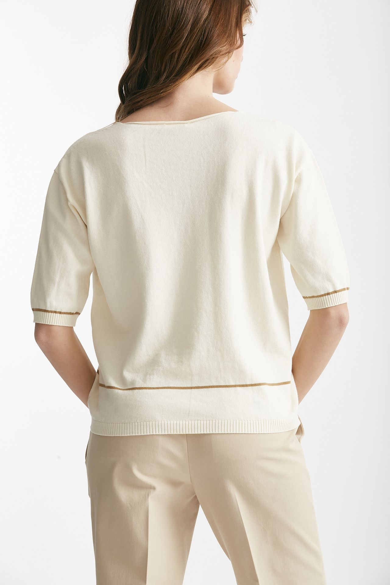 Maglia scollo v panna