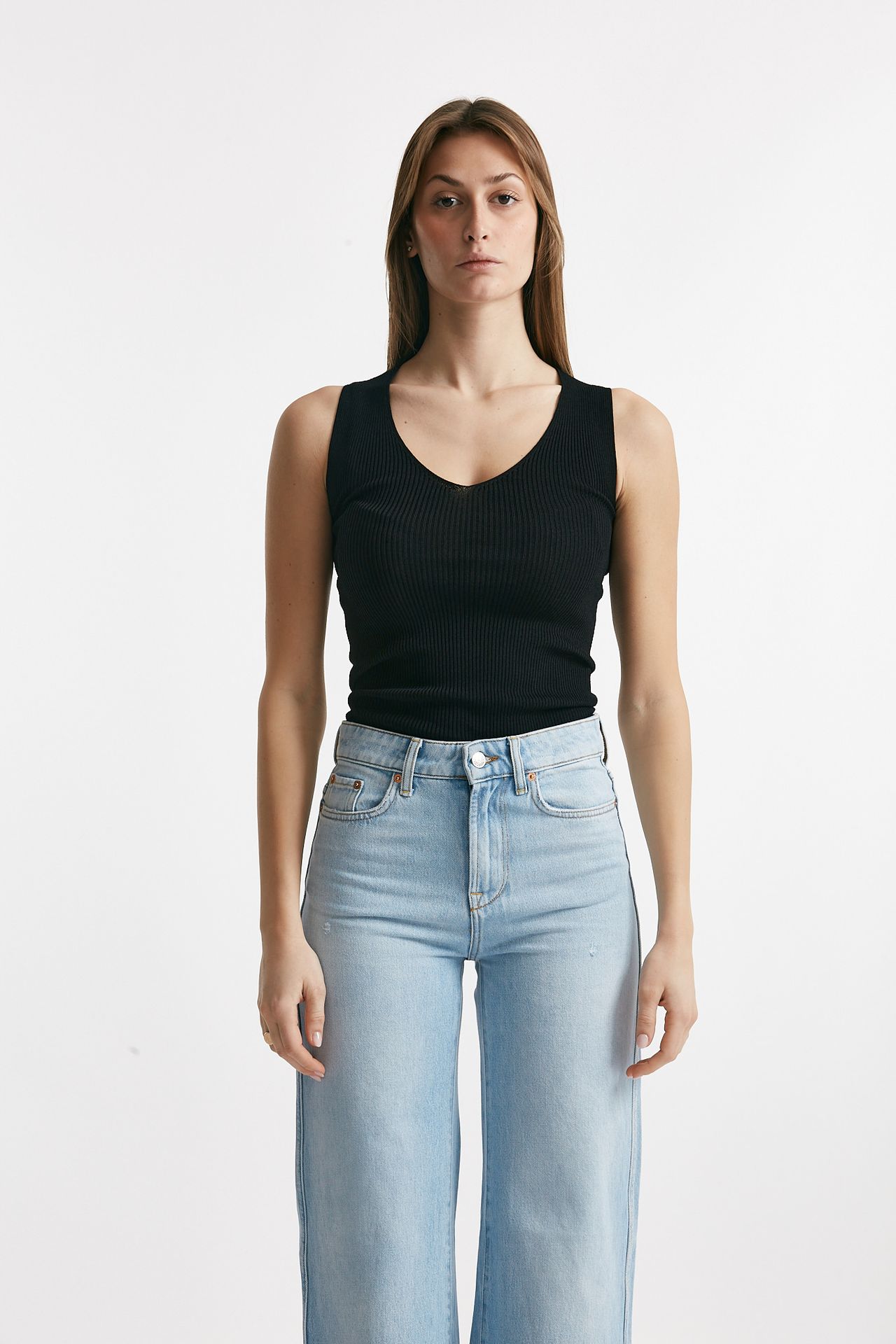 Top a costine MAX nero