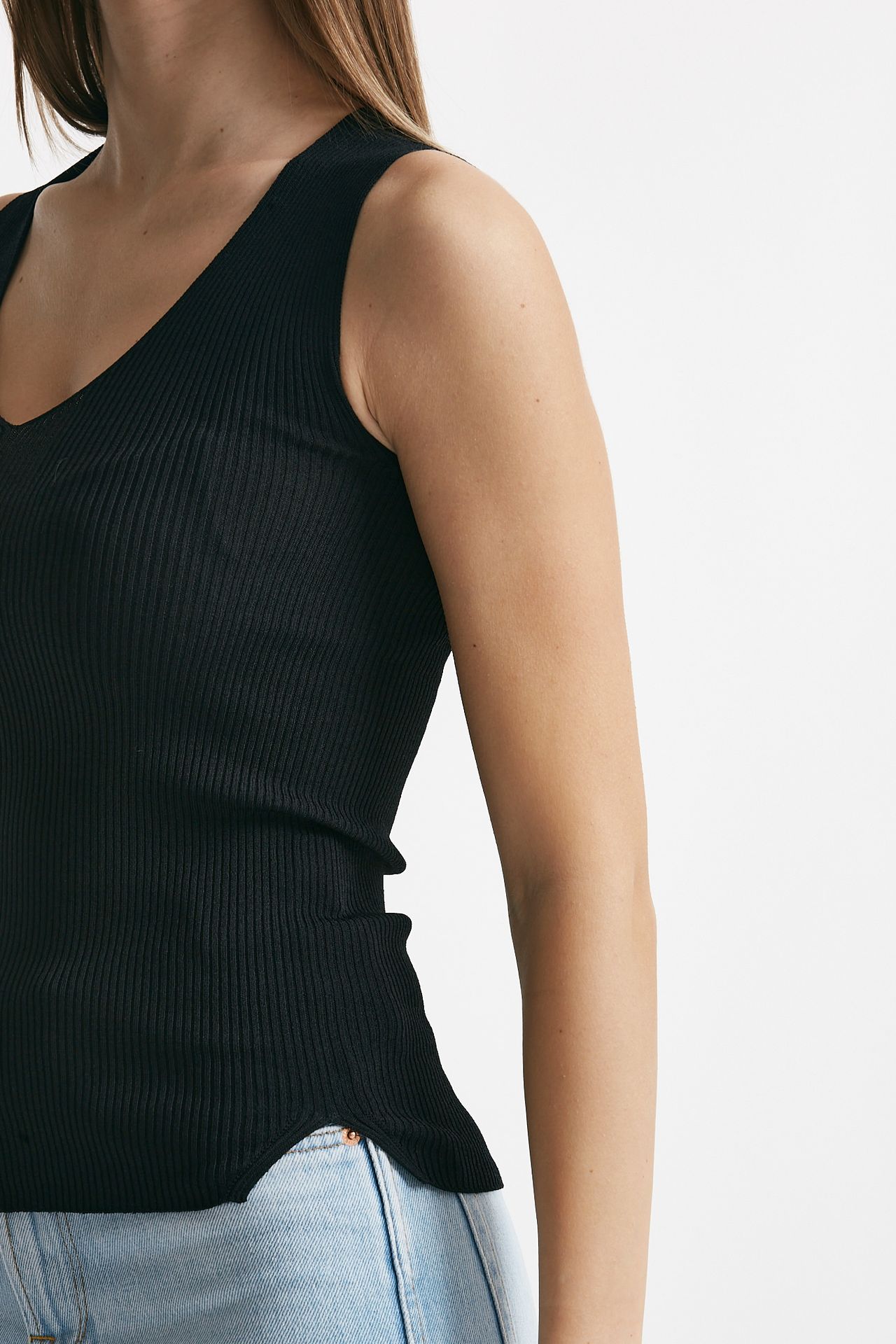 Top a costine MAX nero