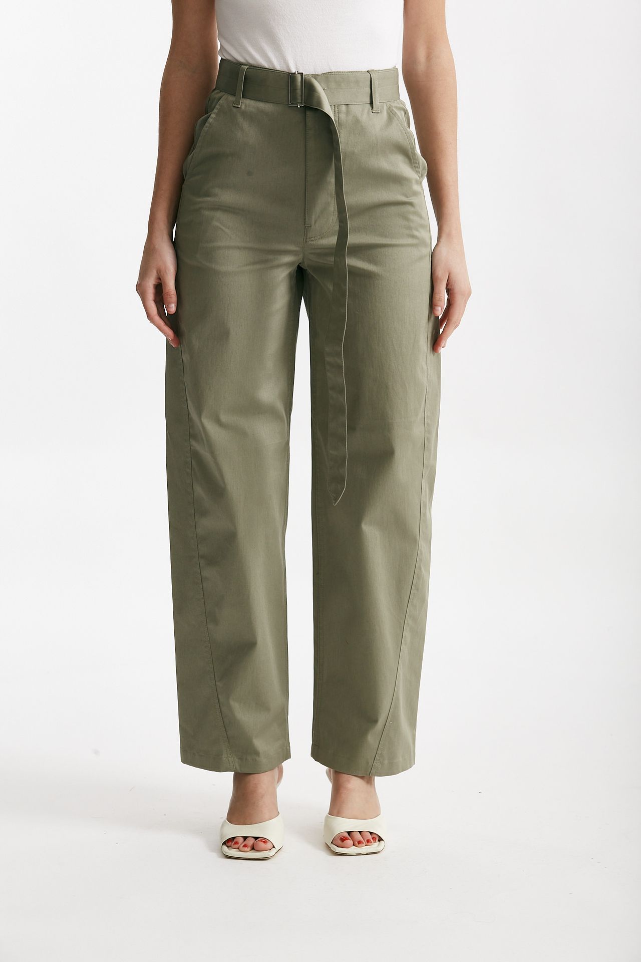 Pantalone in cotone verde militare