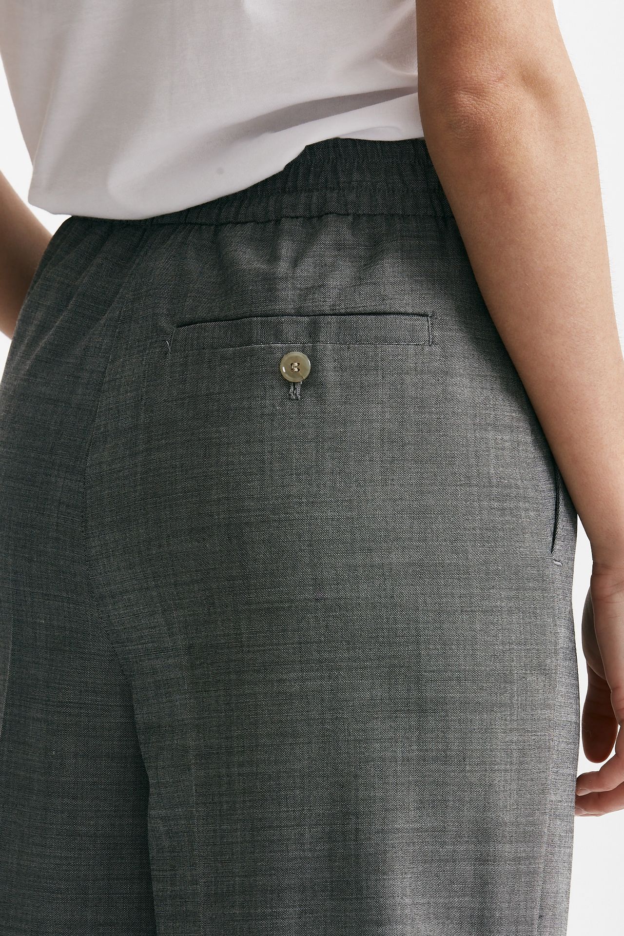 Pantalone palazzo grigio tela in misto lana