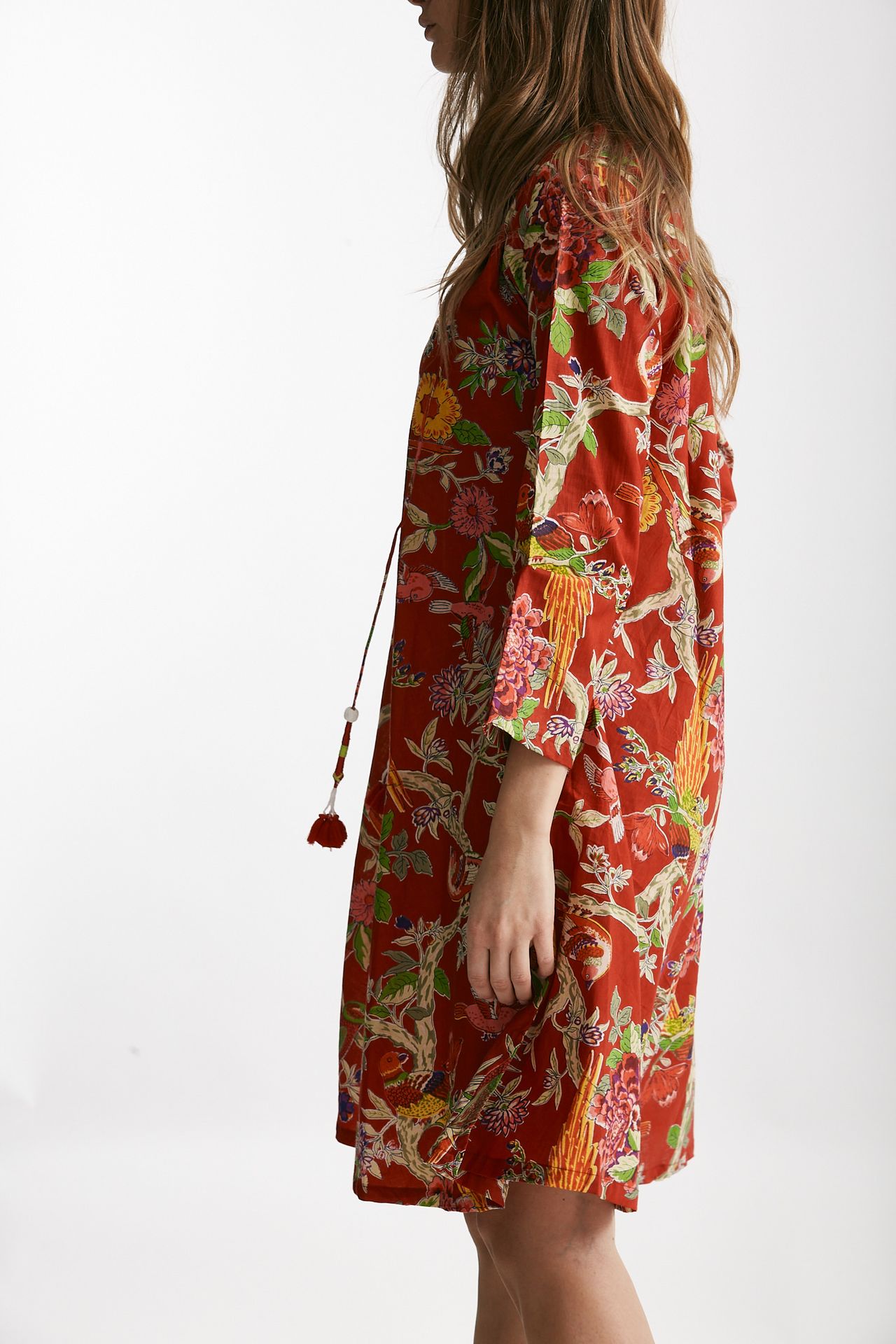 Abito midi SOLEIL CROP fantasia rossa