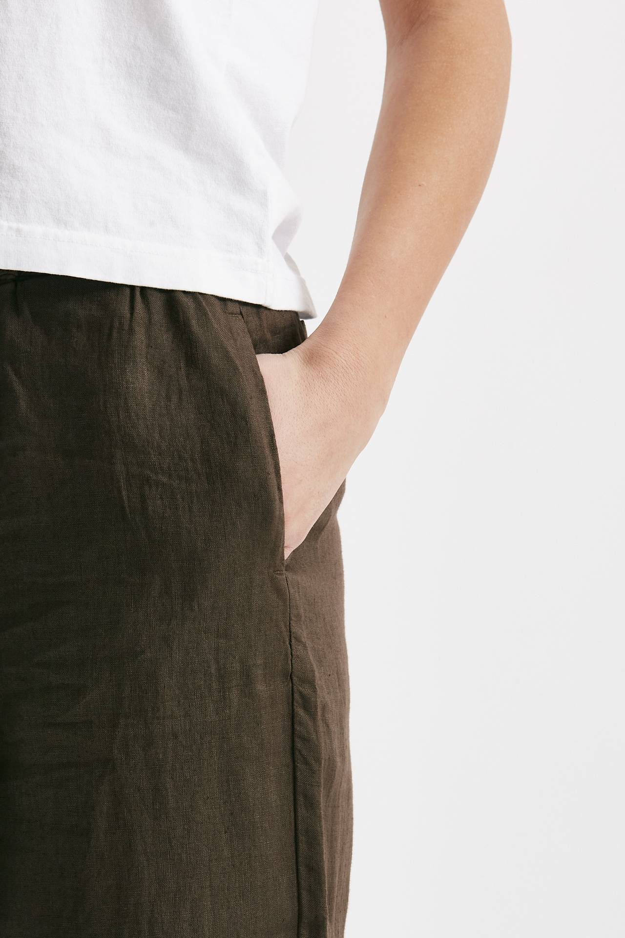 Pantalone jogging in lino marrone