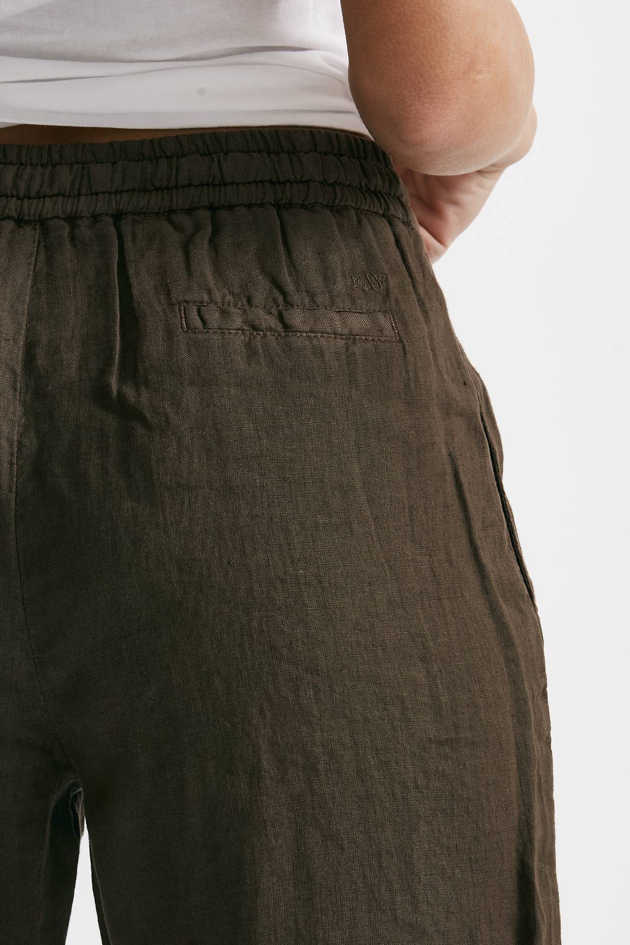 Pantalone jogging in lino marrone