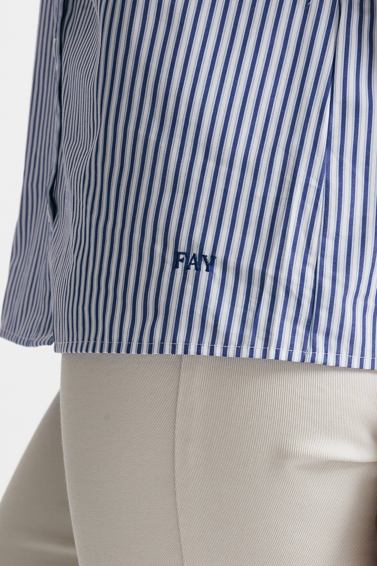 Camicia mezza manica rigata bianco/blu