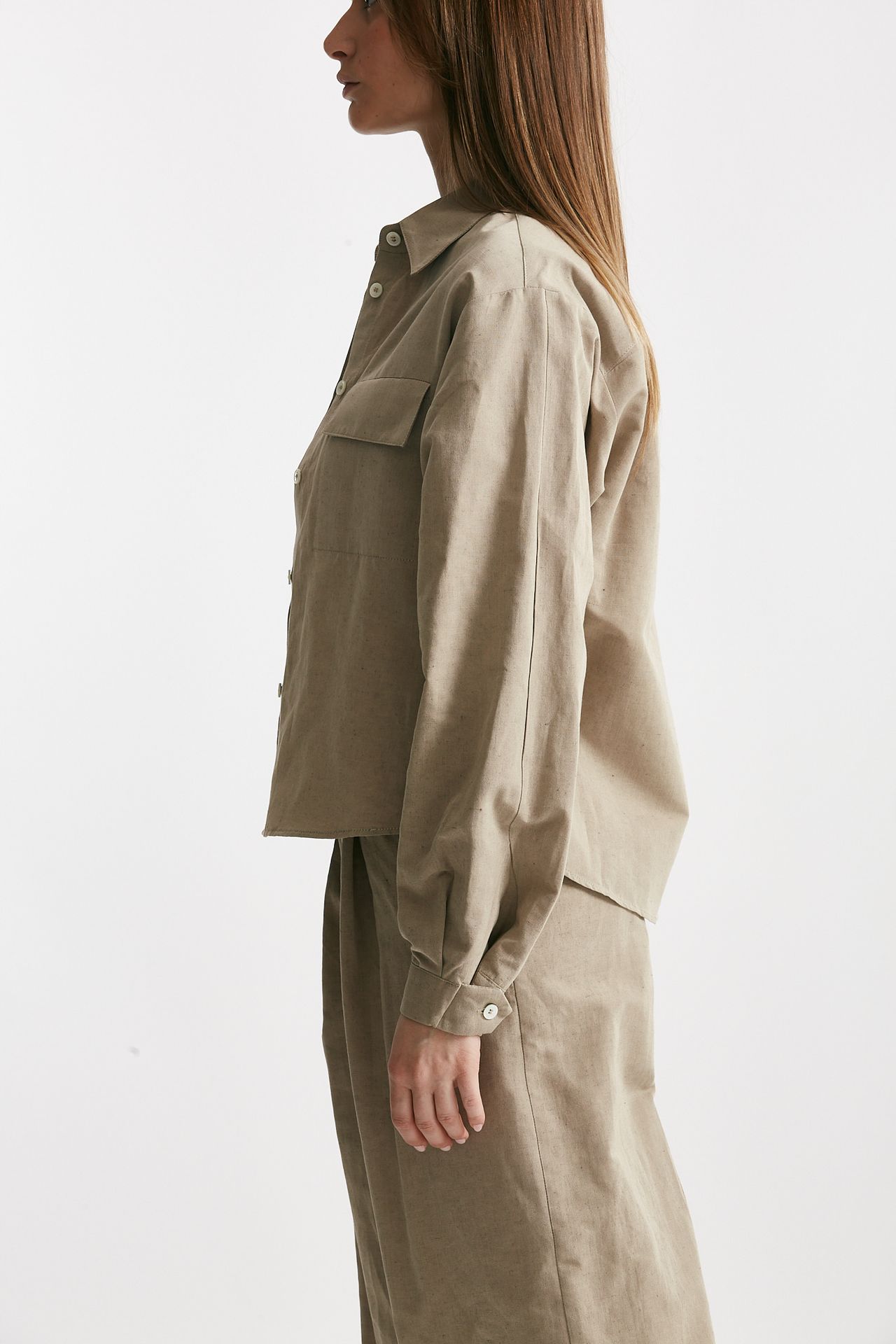 Camicia in misto lino sabbia
